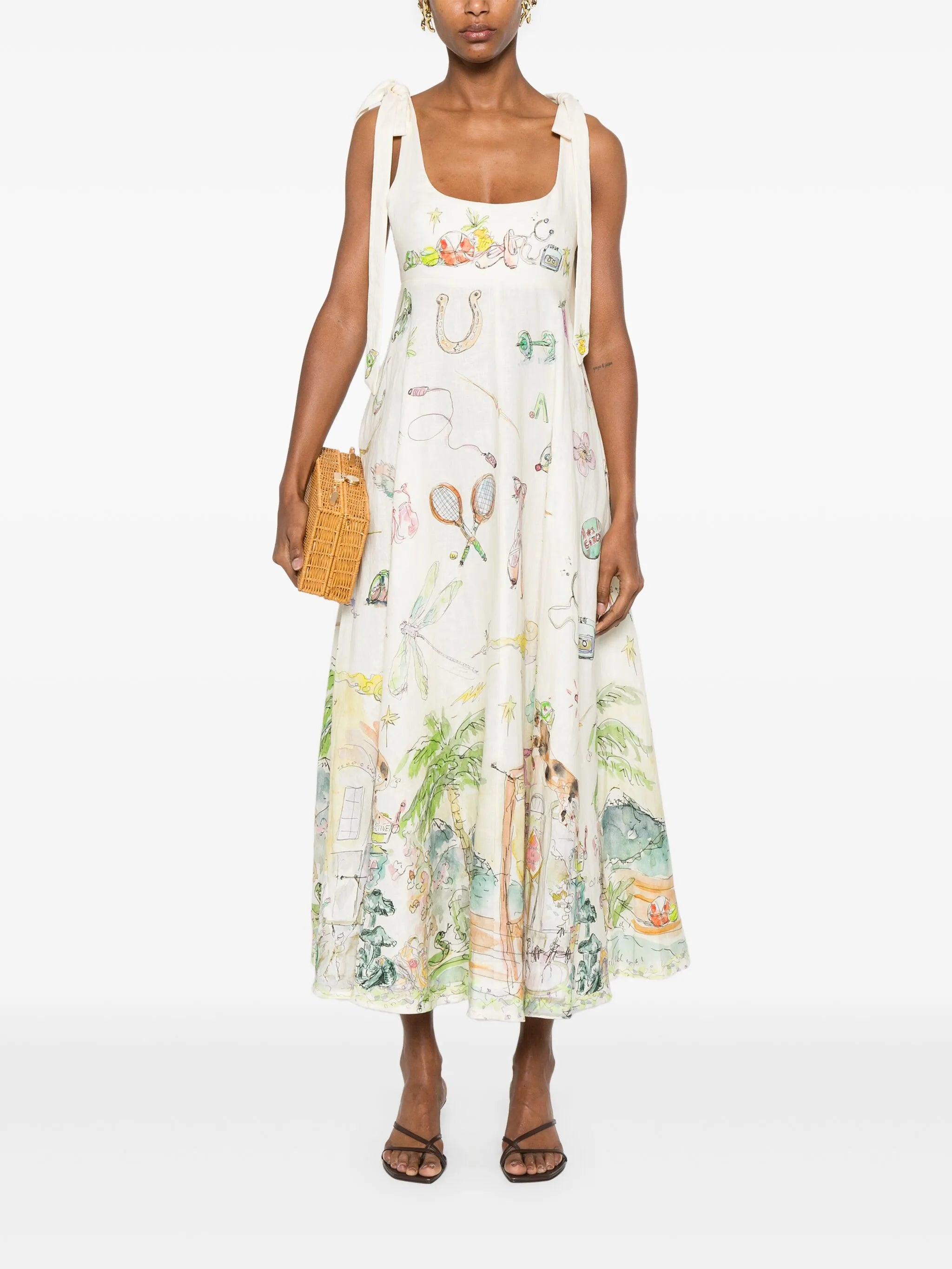 graphic-print midi dress