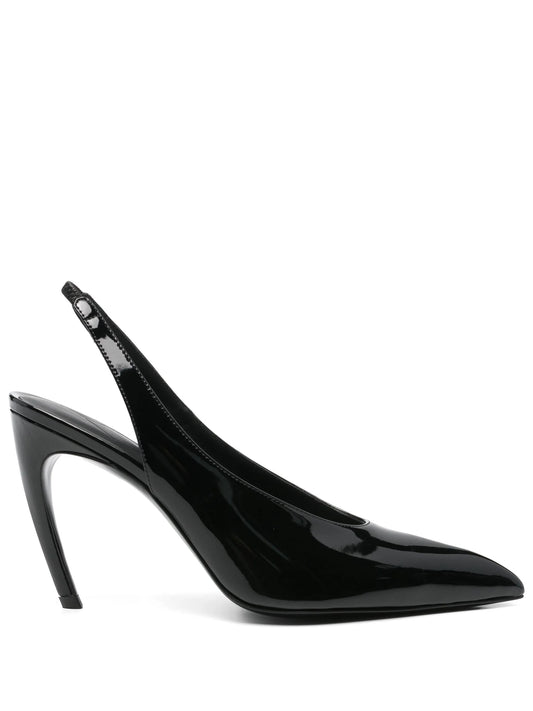 110mm leather heeled pumps