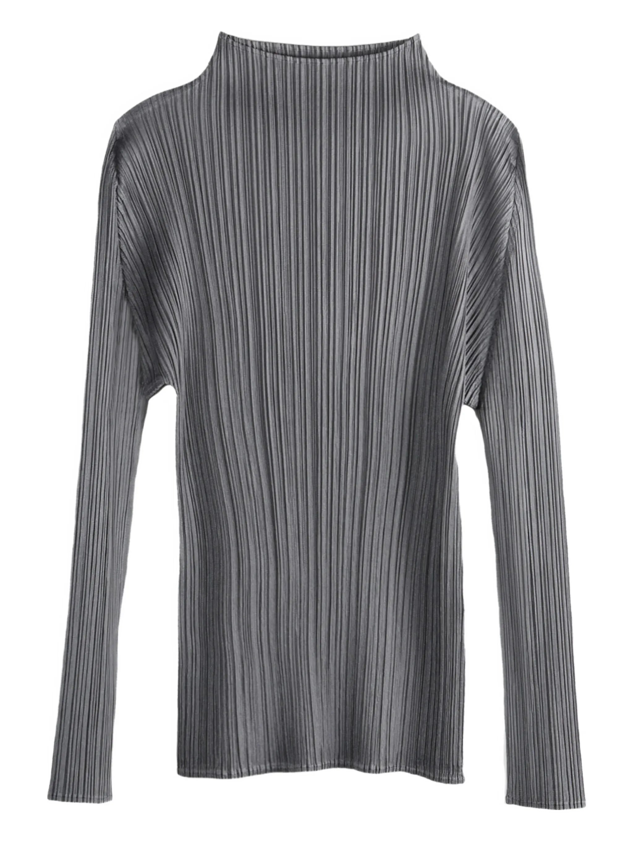 pleated mock-neck top
