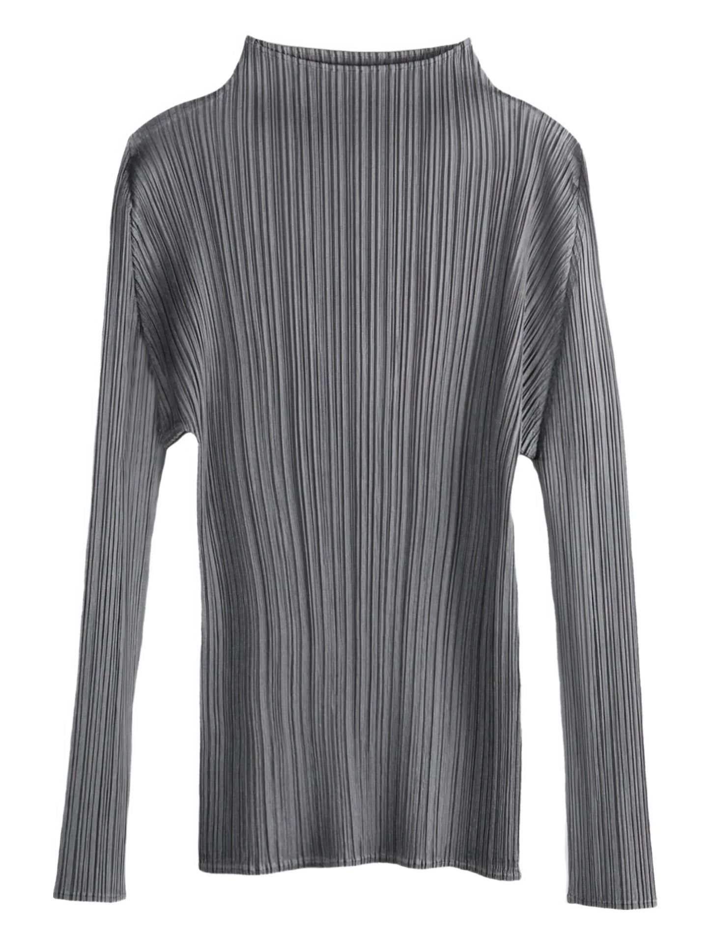 pleated mock-neck top