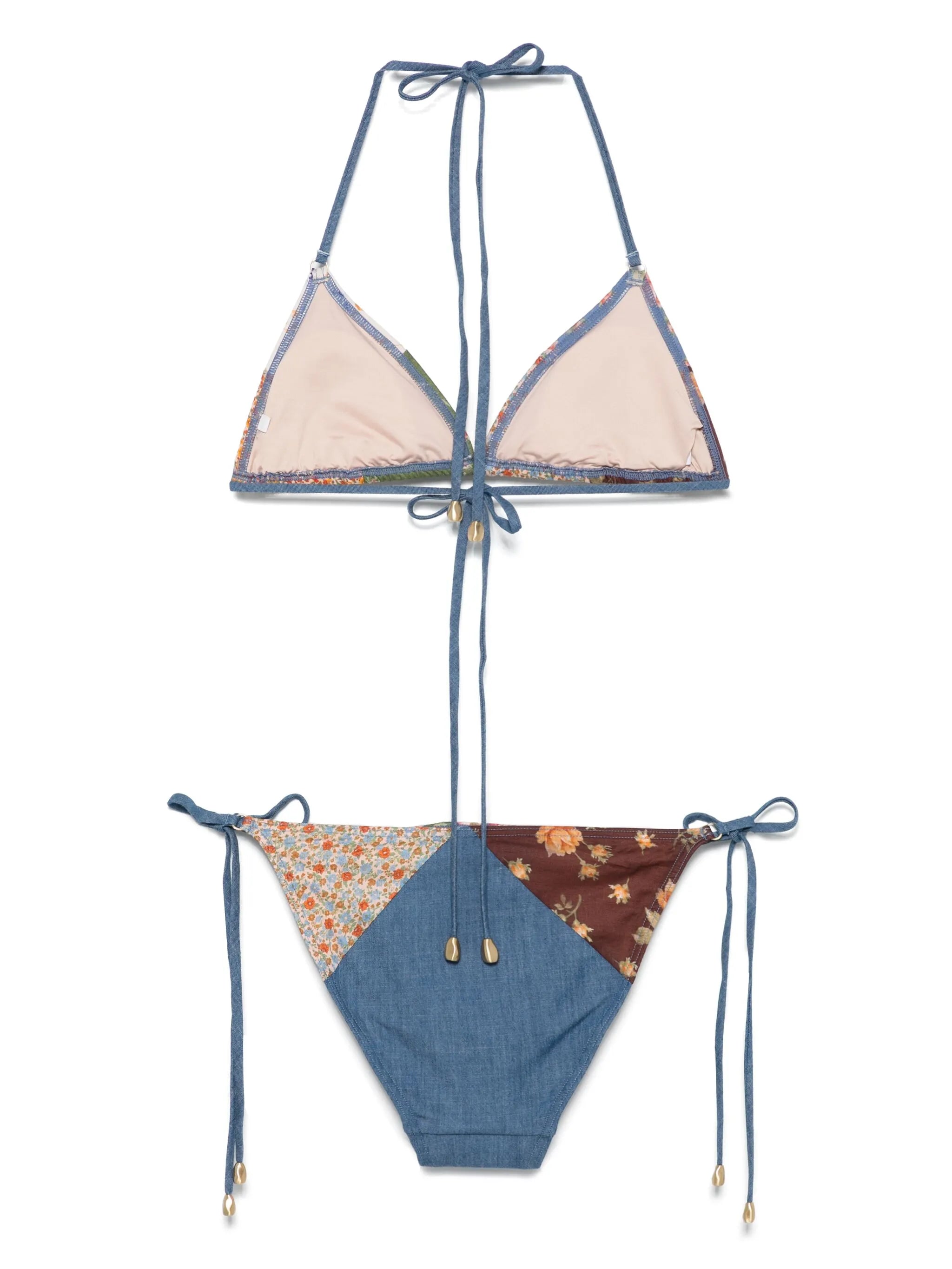 patchwork floral-print bikini