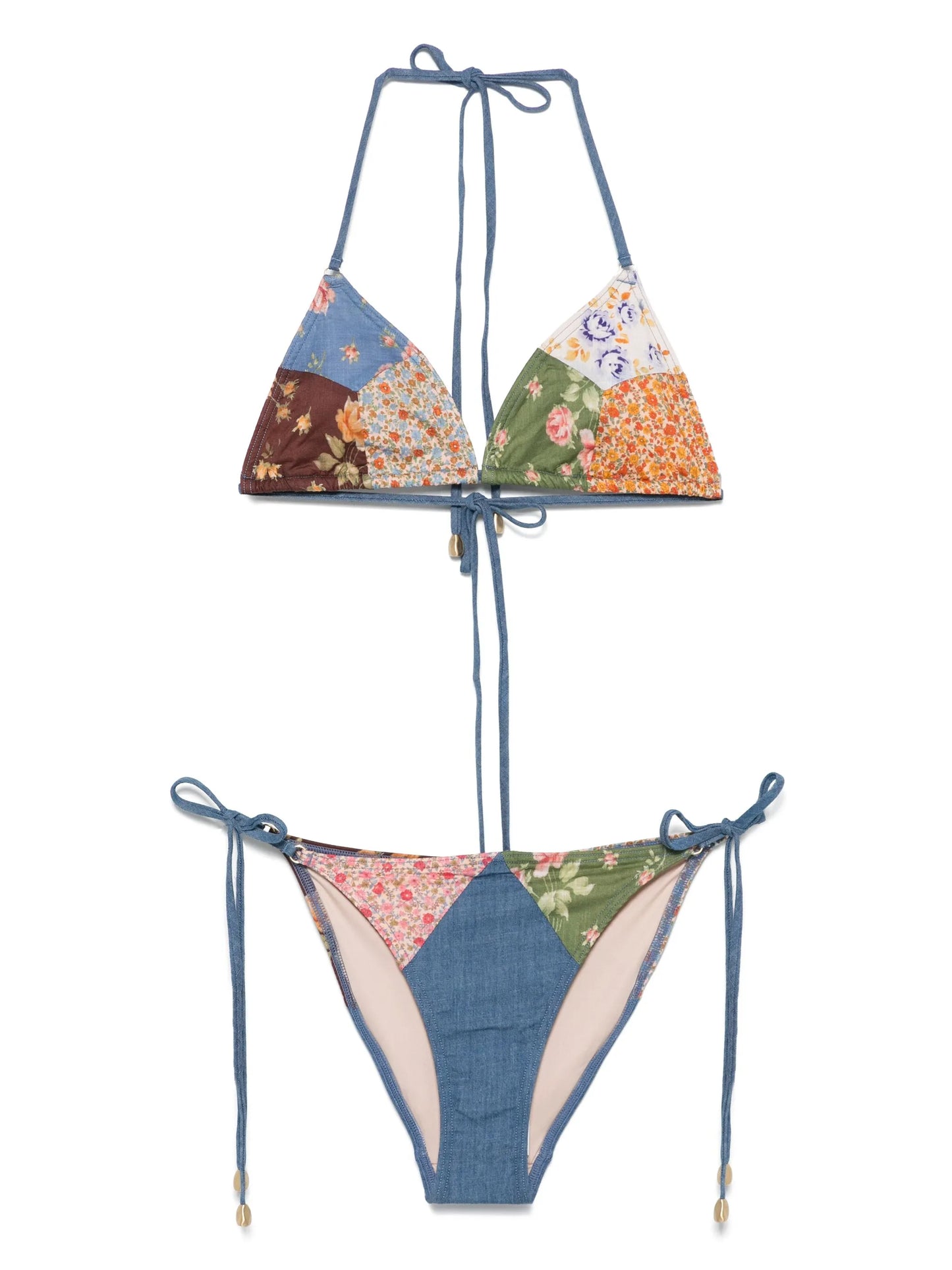 patchwork-print bikini set