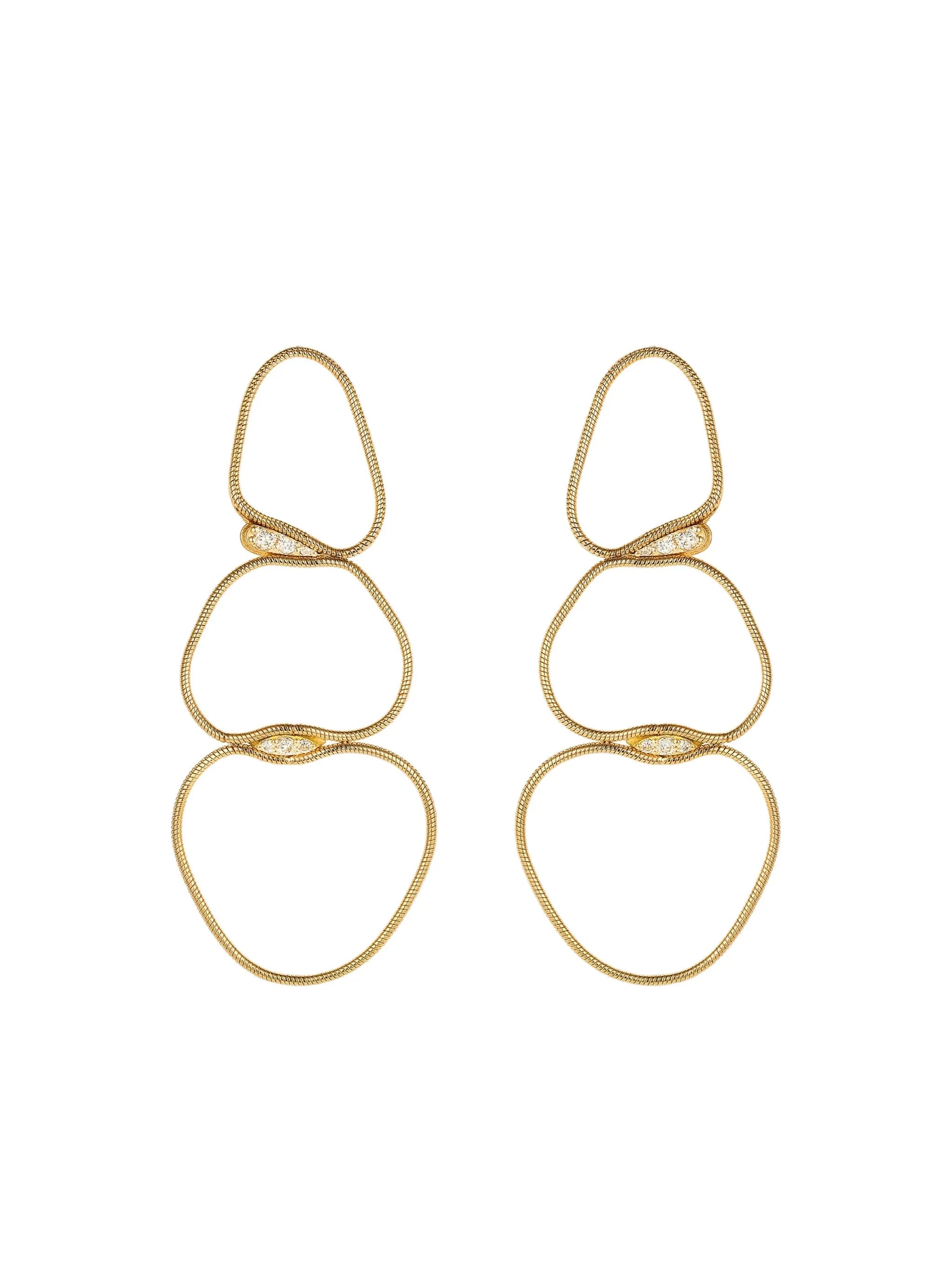18K yellow gold Fluid diamond earrings