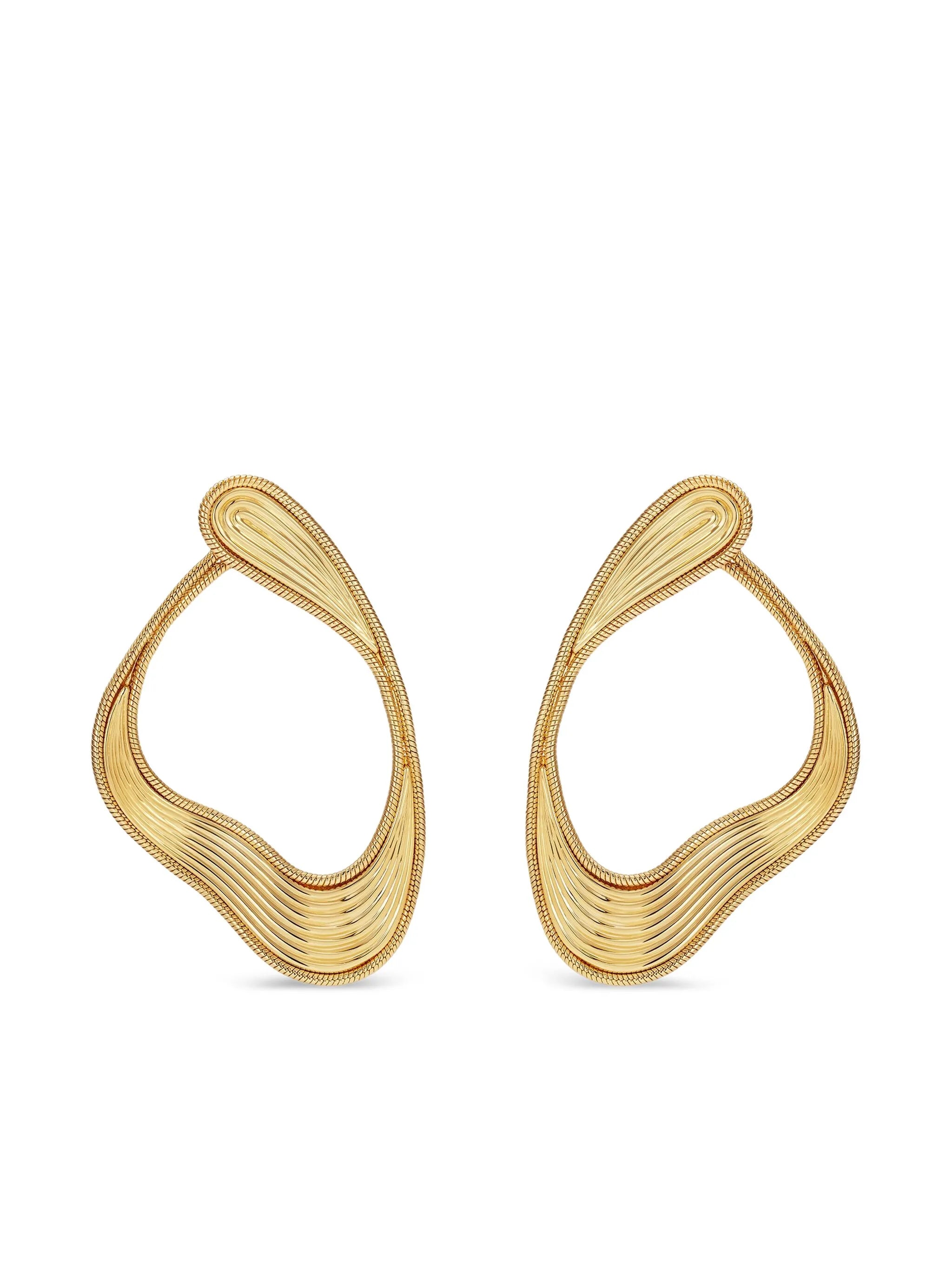 18K yellow gold medium Stream Lines loop earrings