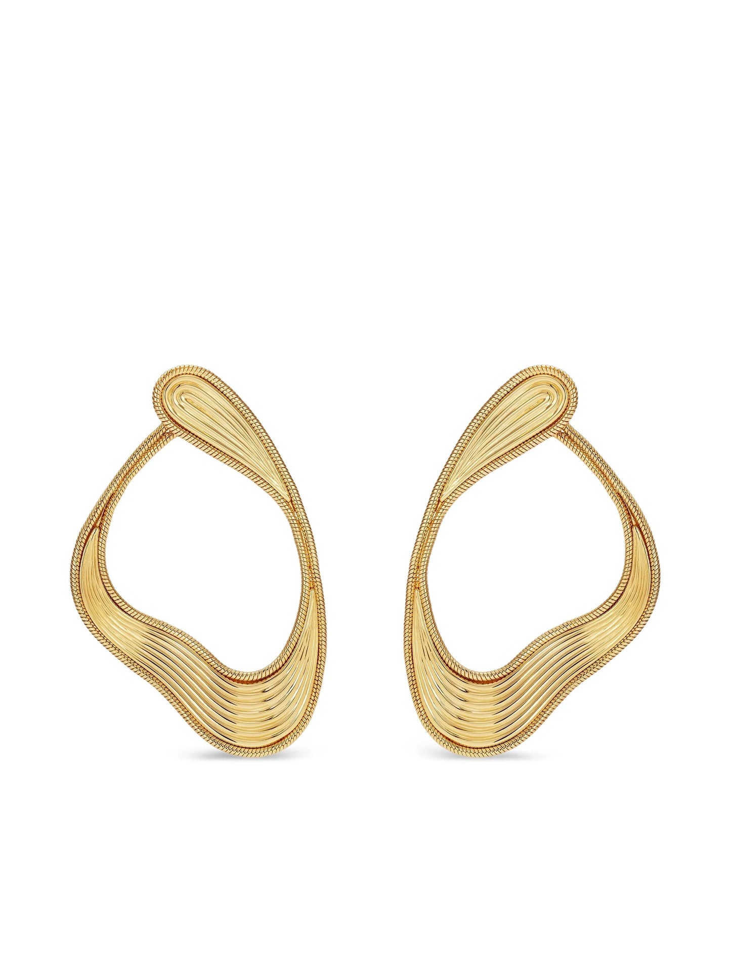 18K yellow gold medium Stream Lines loop earrings