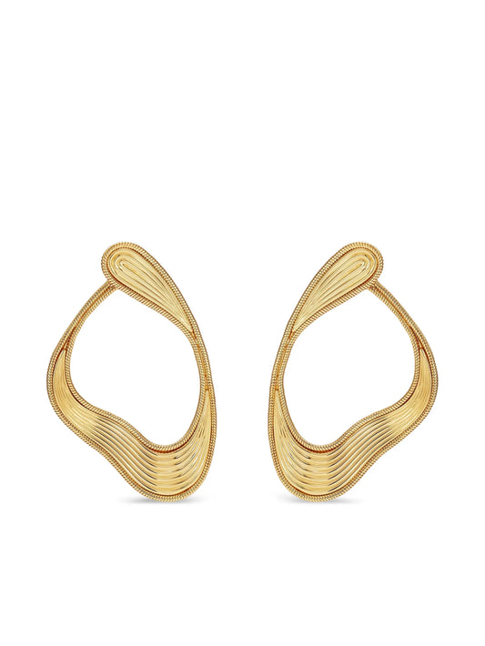 18K yellow gold medium Stream Lines loop earrings