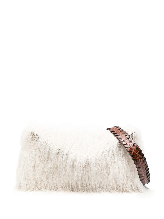 fringed envelope-style clutch bag