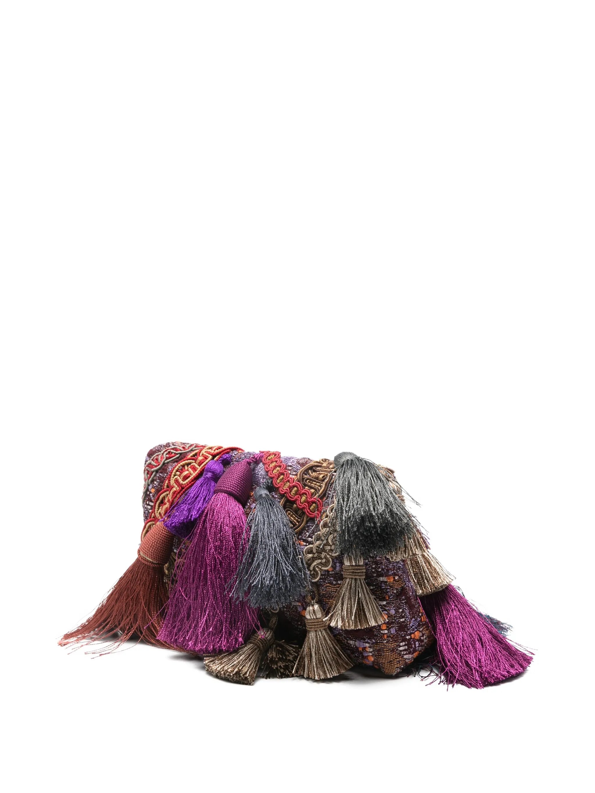 tassel-embellished envelope-style clutch bag