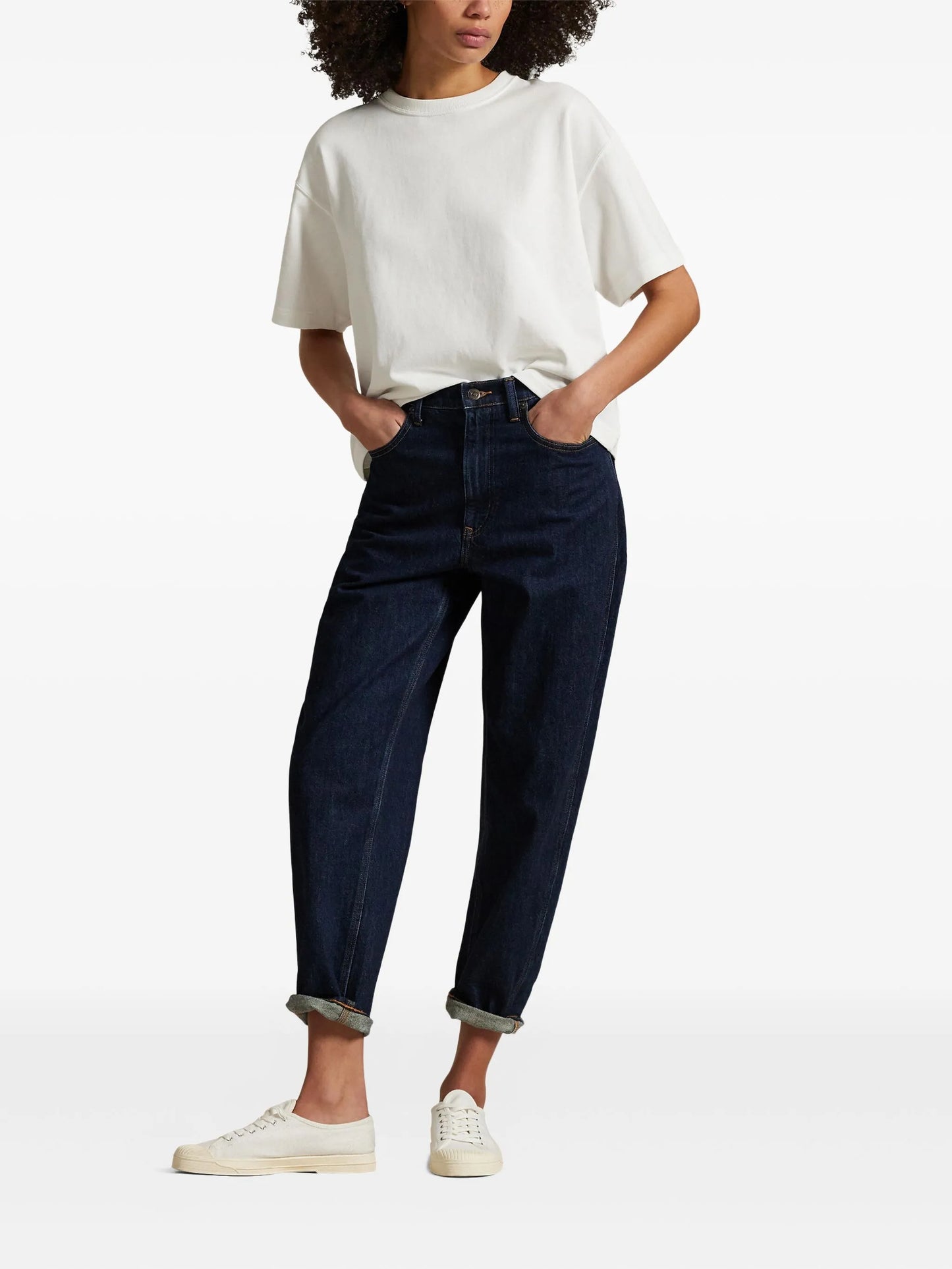 high-waisted jeans