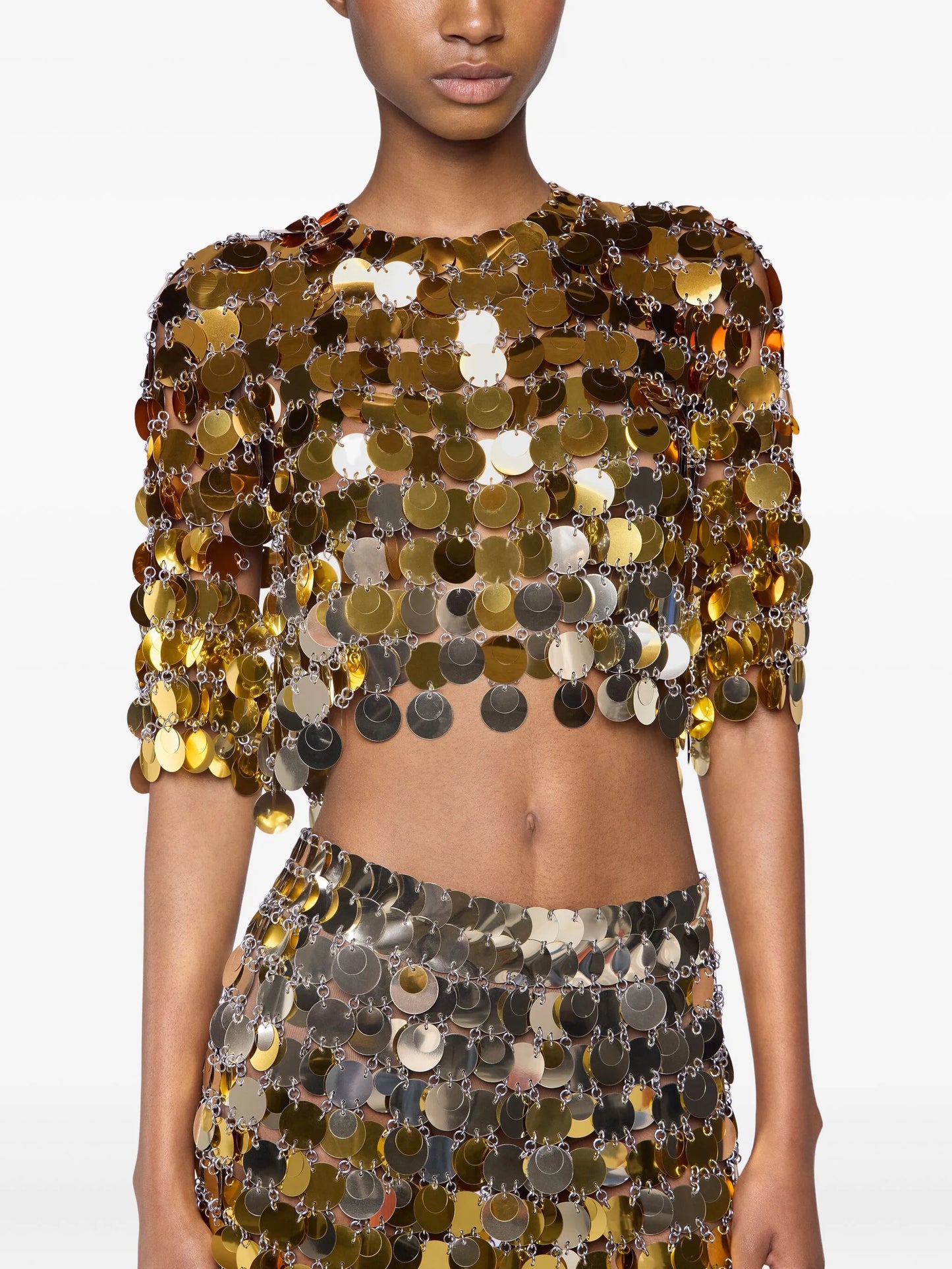 chainmail-embellished cropped top