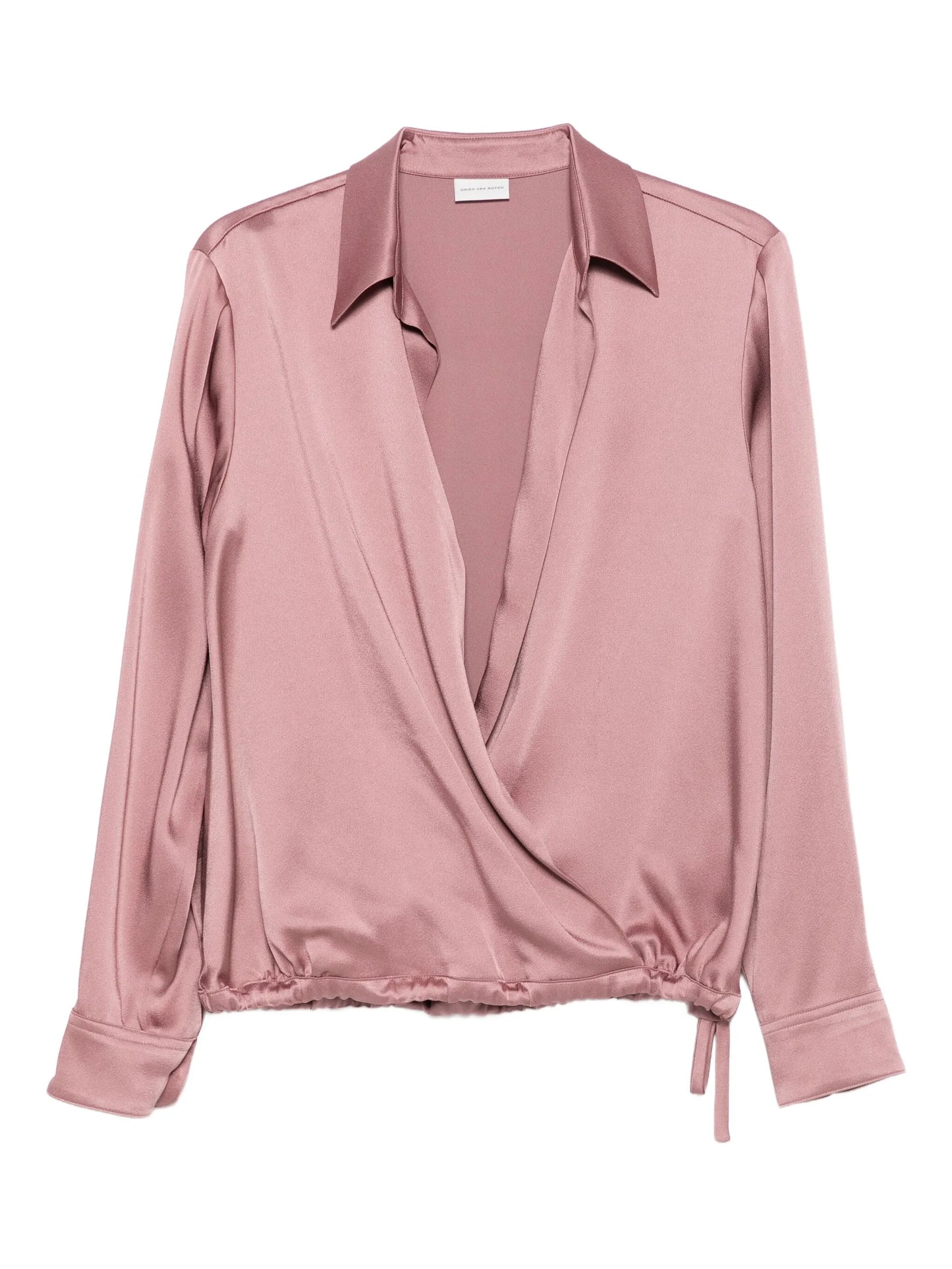 wrap-effect drawstring blouse