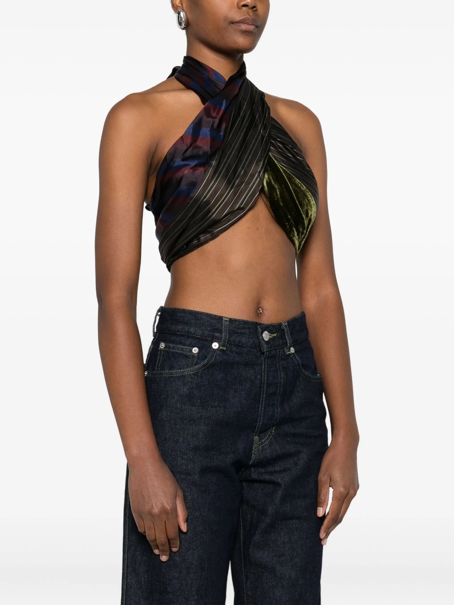 striped colour-block vest