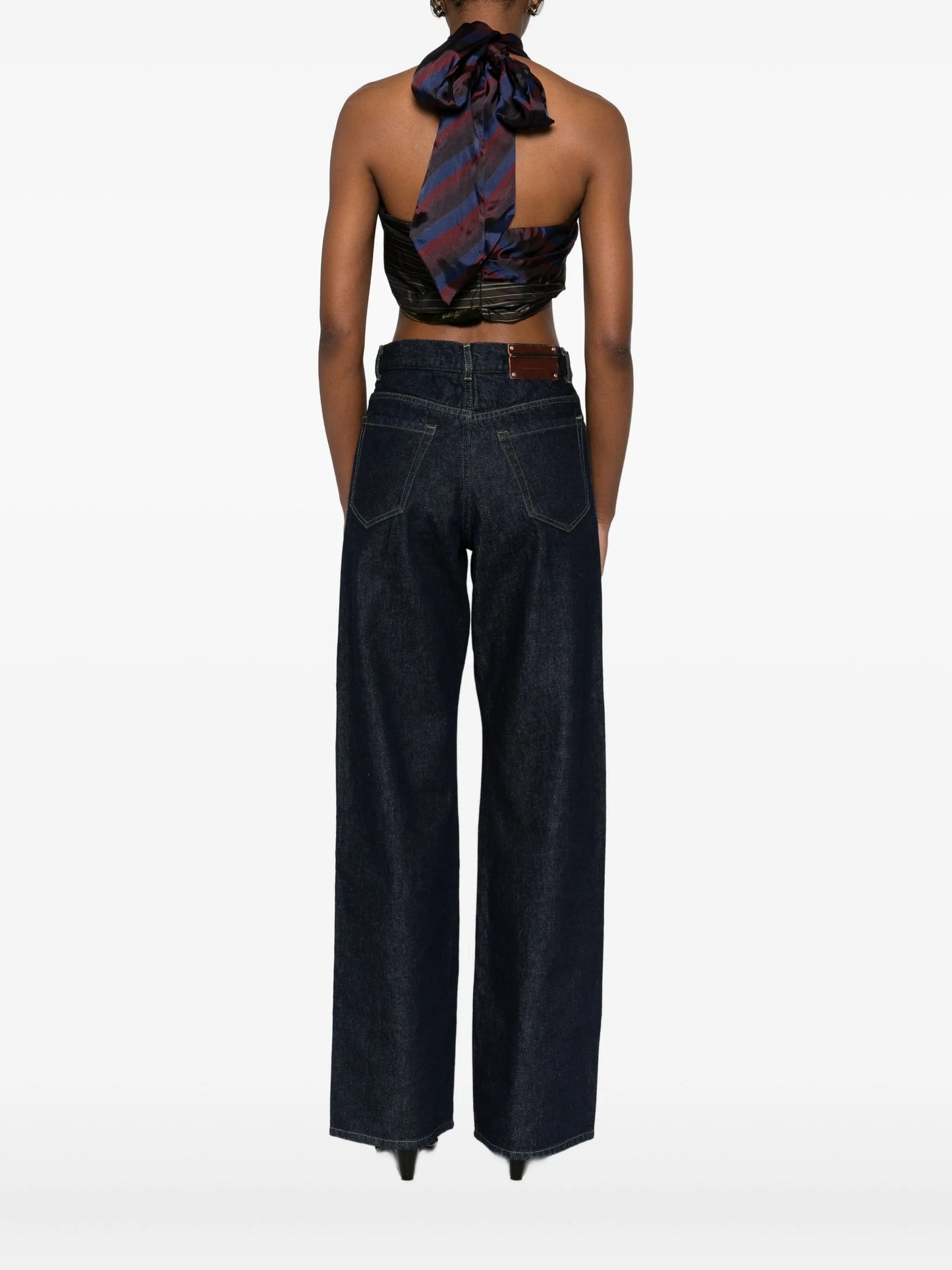 striped colour-block vest