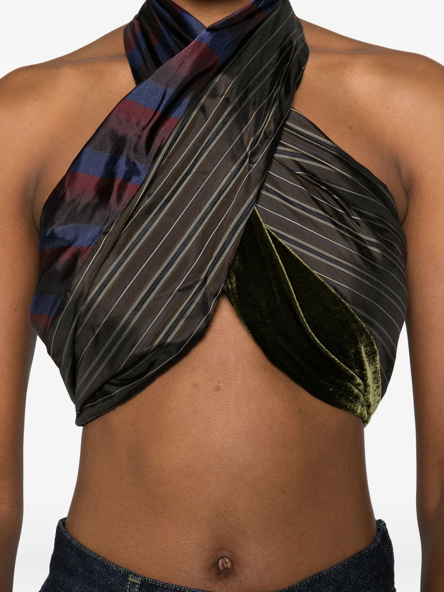 striped colour-block vest