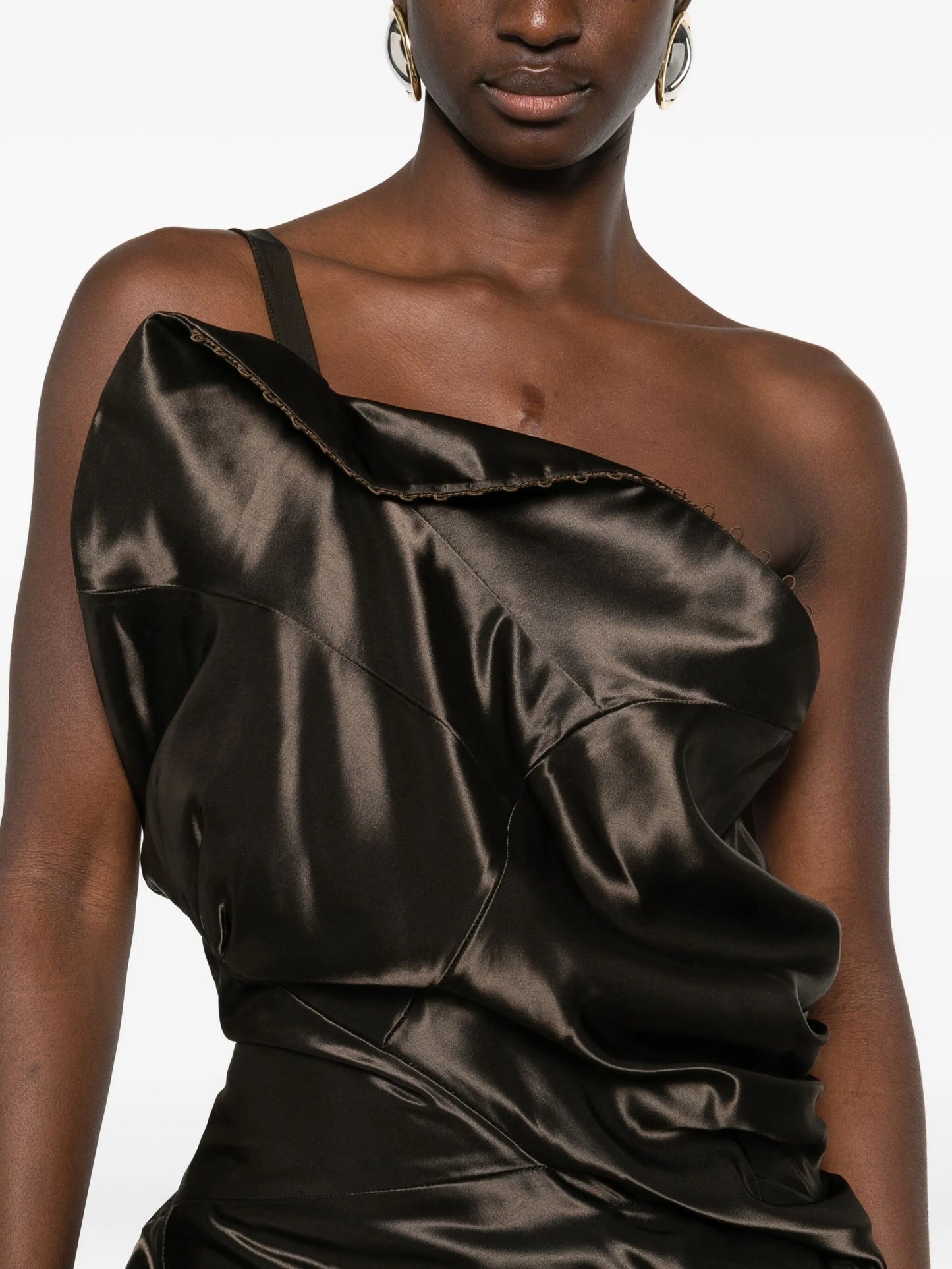 one-shoulder ruffled dress