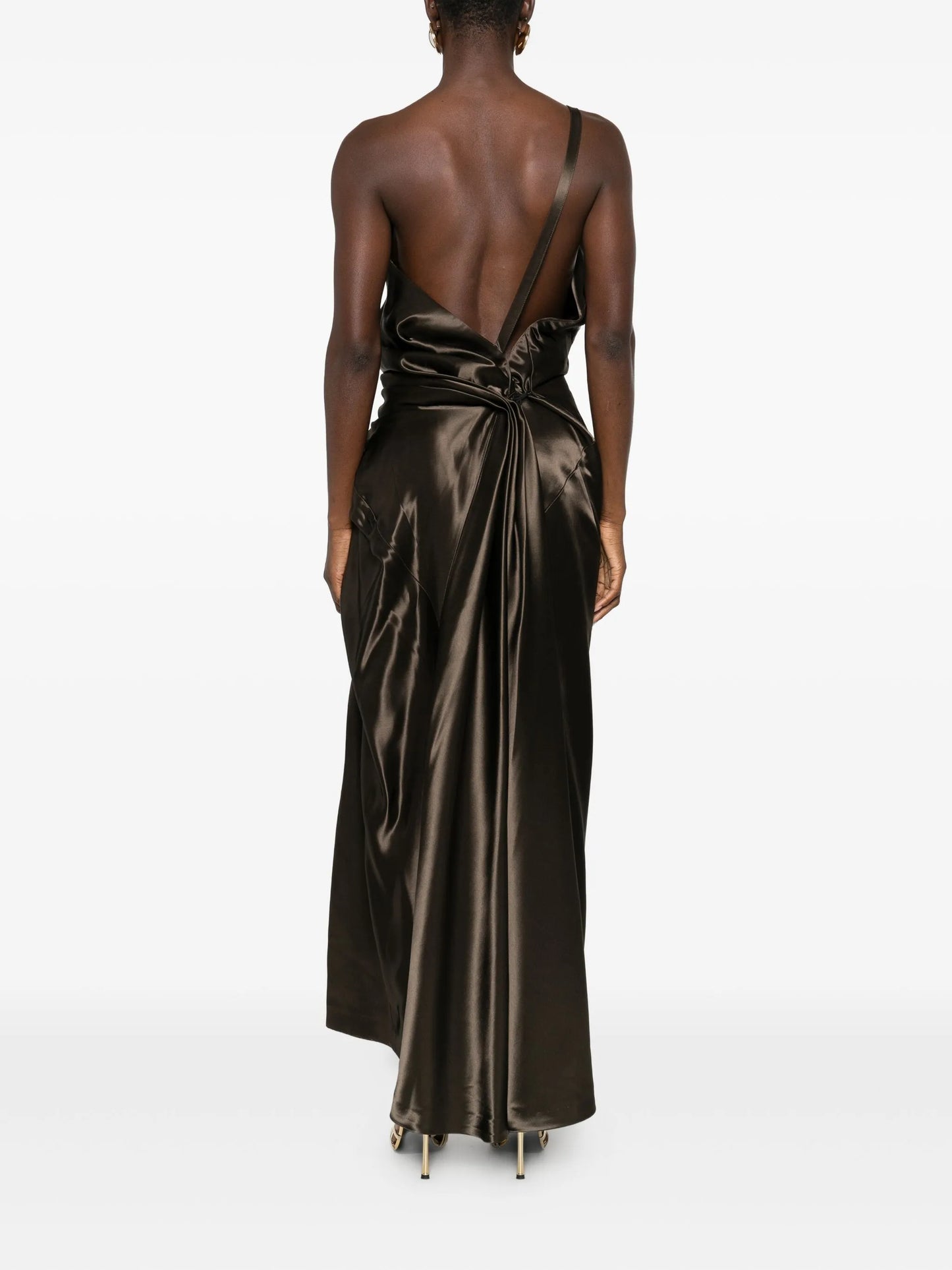 one-shoulder ruffled dress