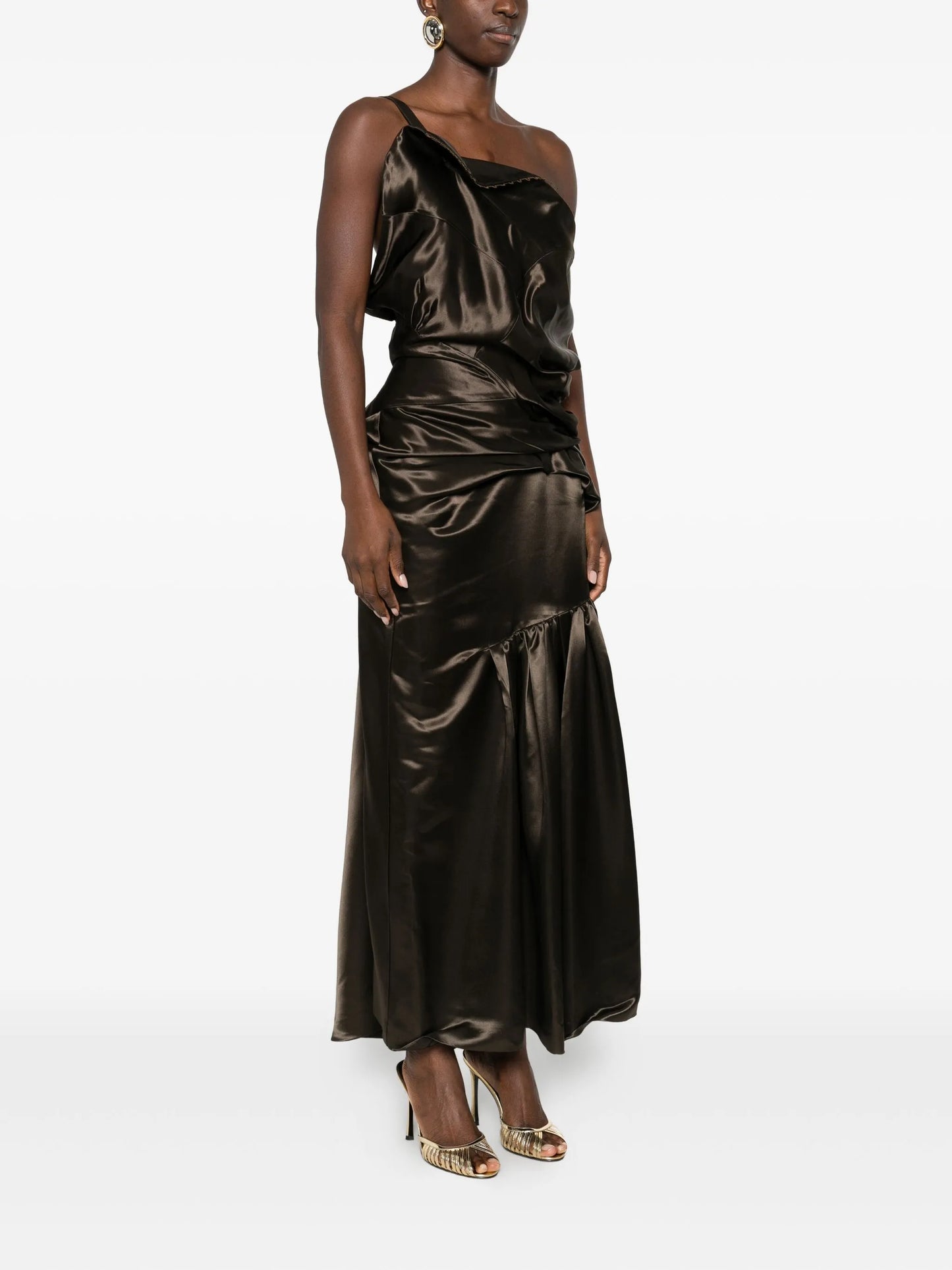 one-shoulder ruffled dress