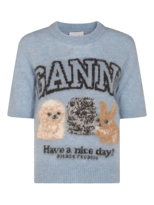 intarsia-knit top