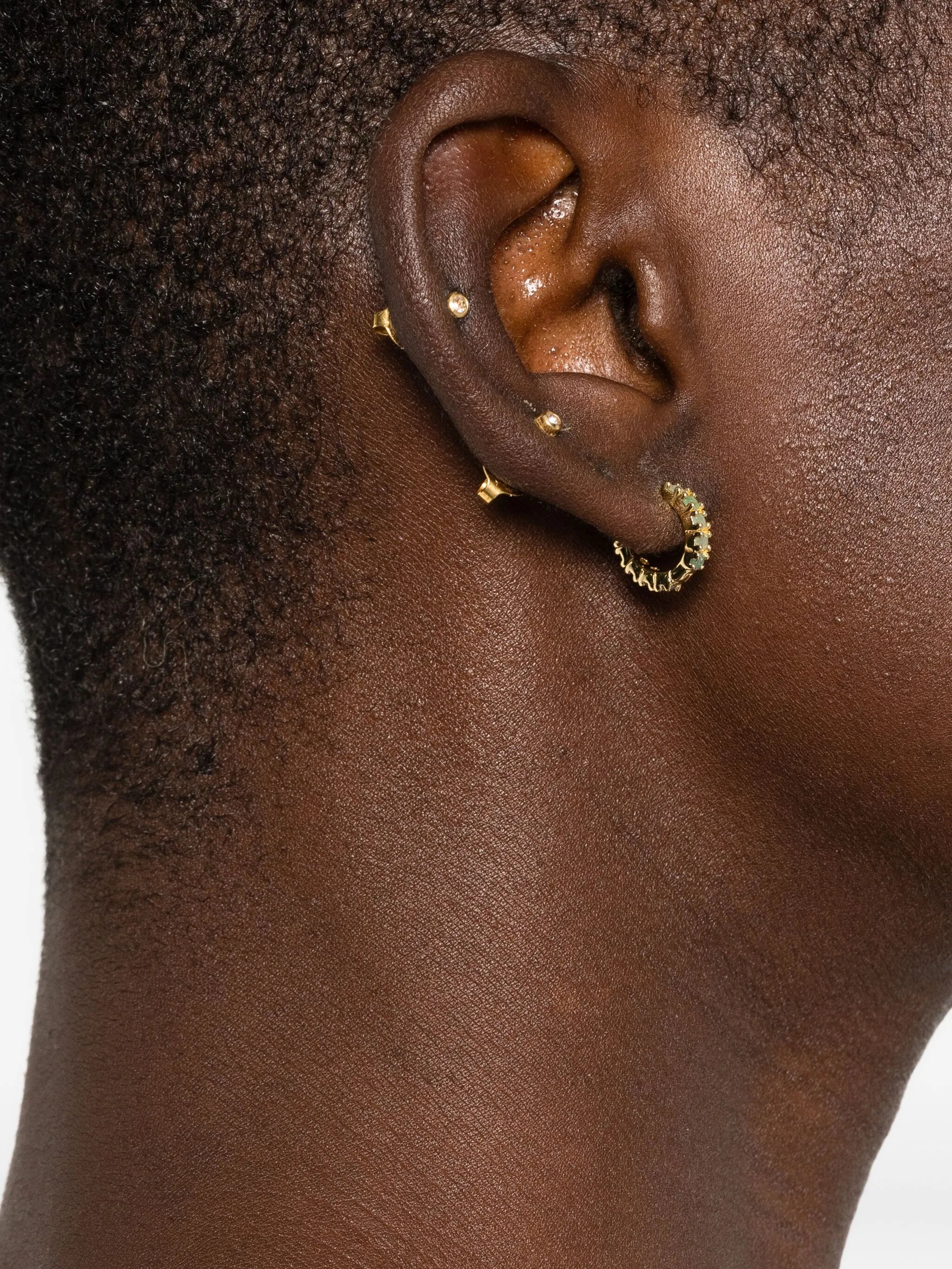 Aventurine huggie hoops