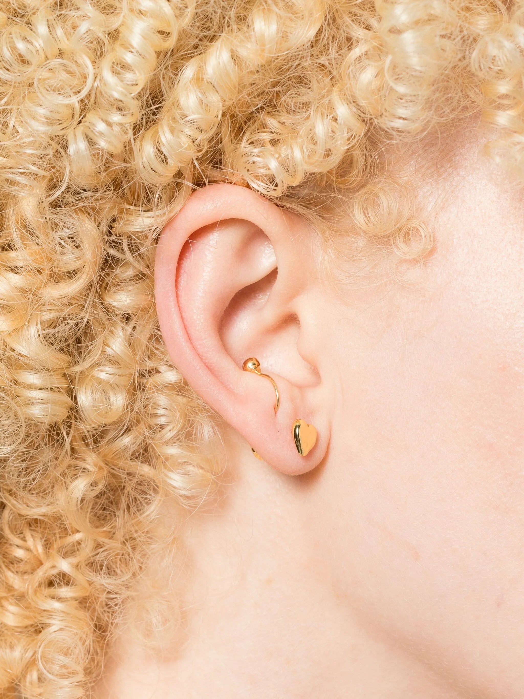 14K gold plated brass Heart earrings