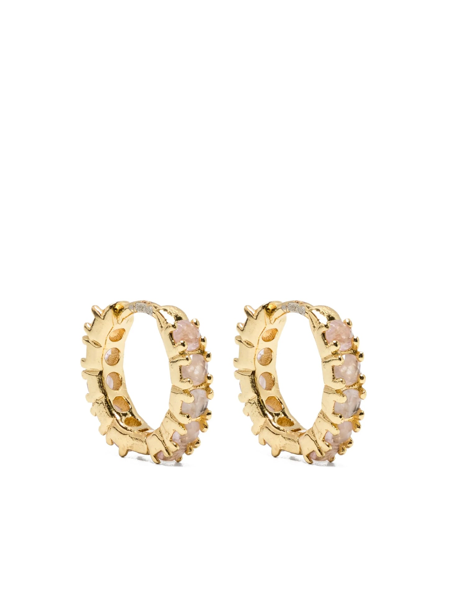 rose-quartz huggie earrings