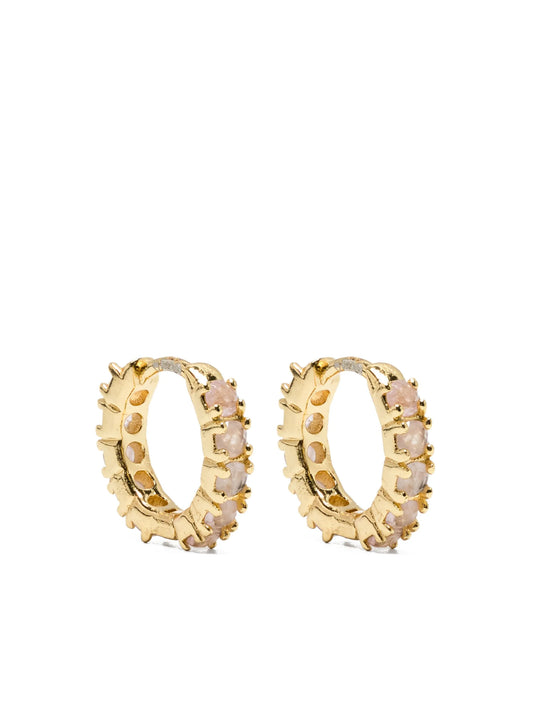 rose-quartz huggie earrings