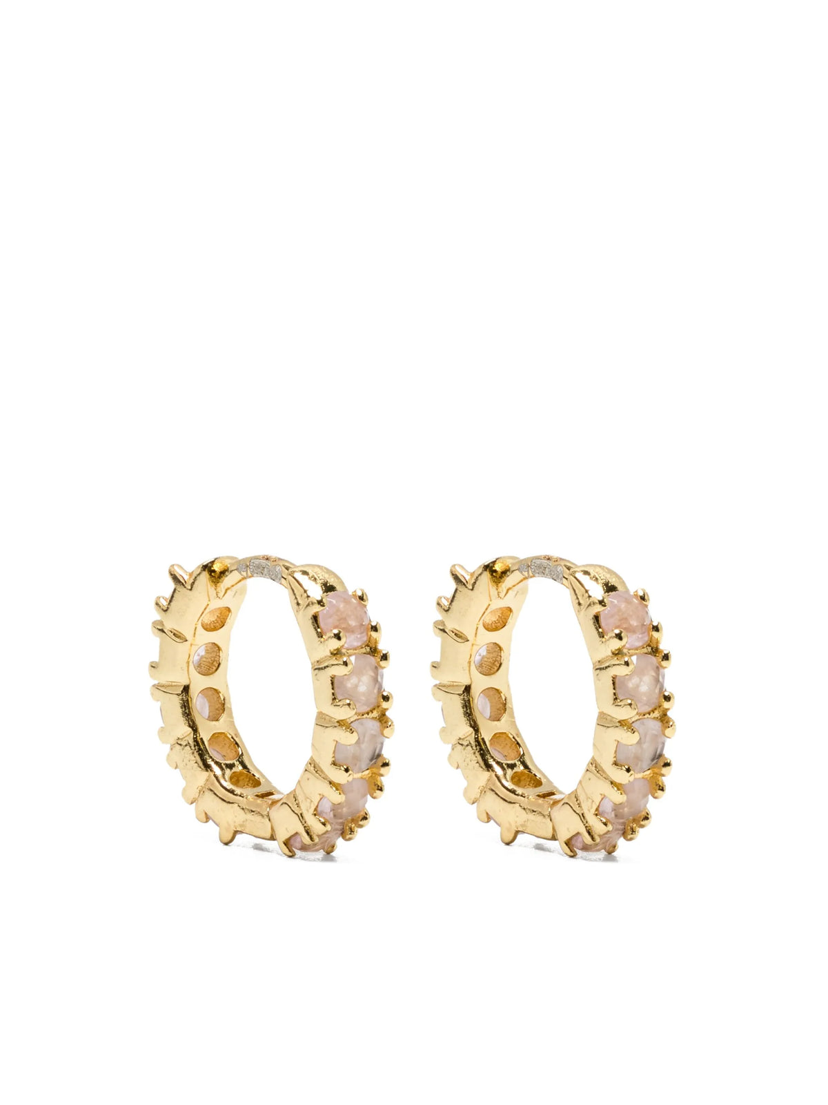 rose-quartz huggie earrings