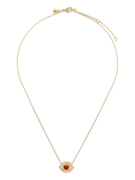 14K gold plated brass lips necklace