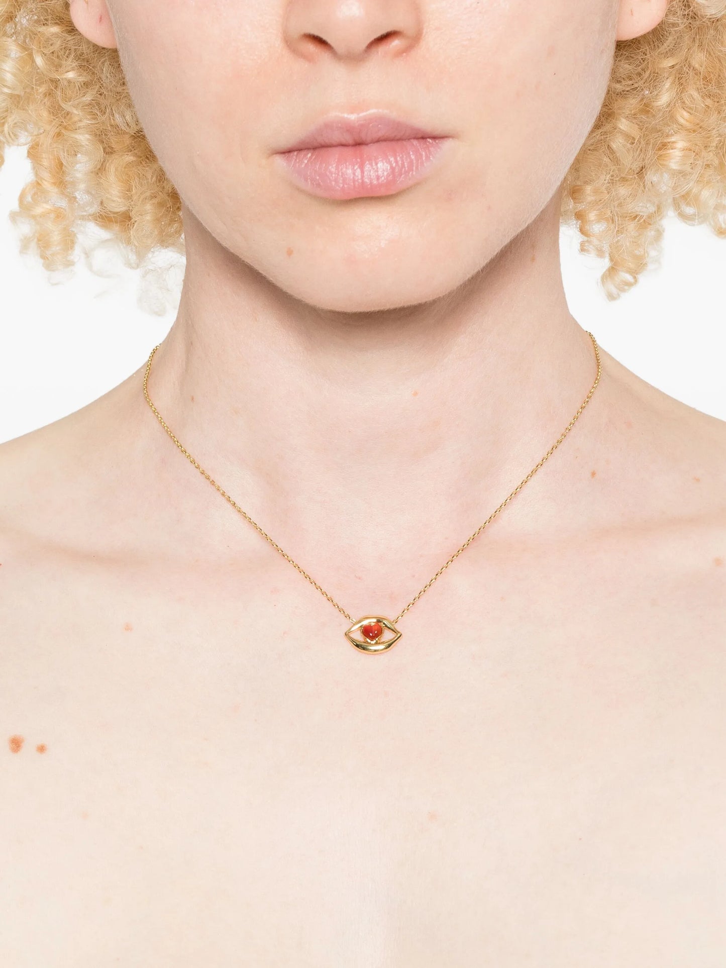 14K gold plated brass lips necklace