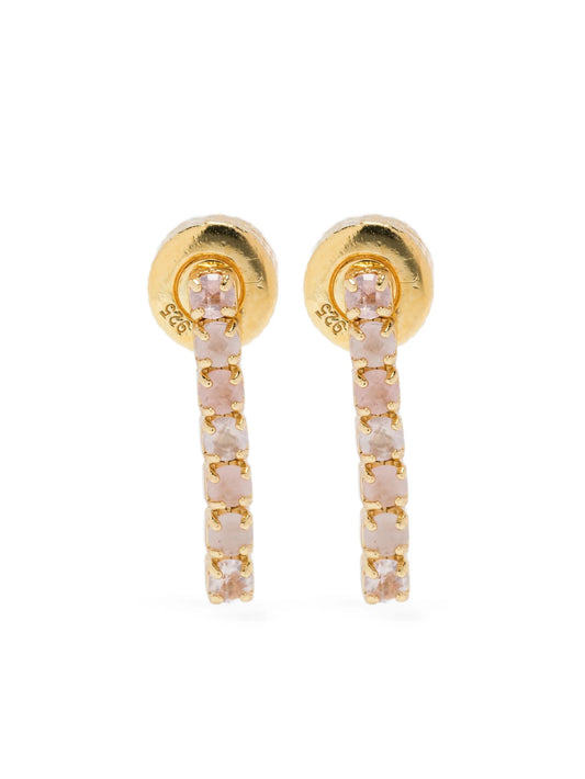 rose quartz mini tennis earrings