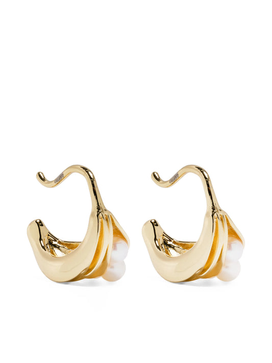 x Quentin Jones freshwater pearl folded hoop earrings