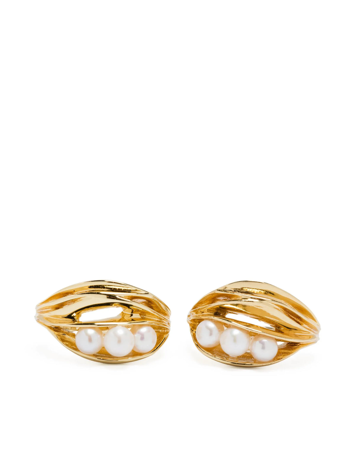 x Quentin Jones freshwater pearl folded hoop earrings