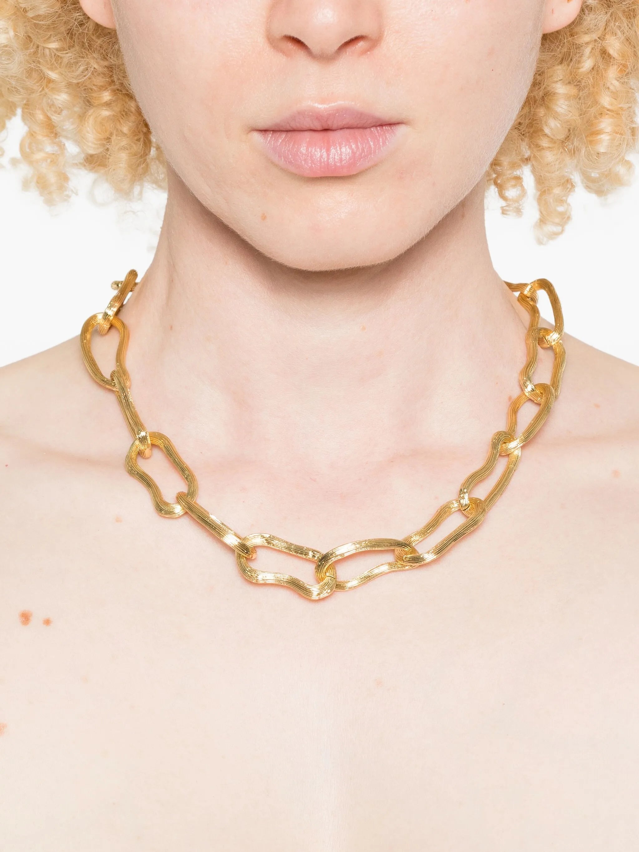 x Quentin Jones 14K gold plated brass chain-link necklace