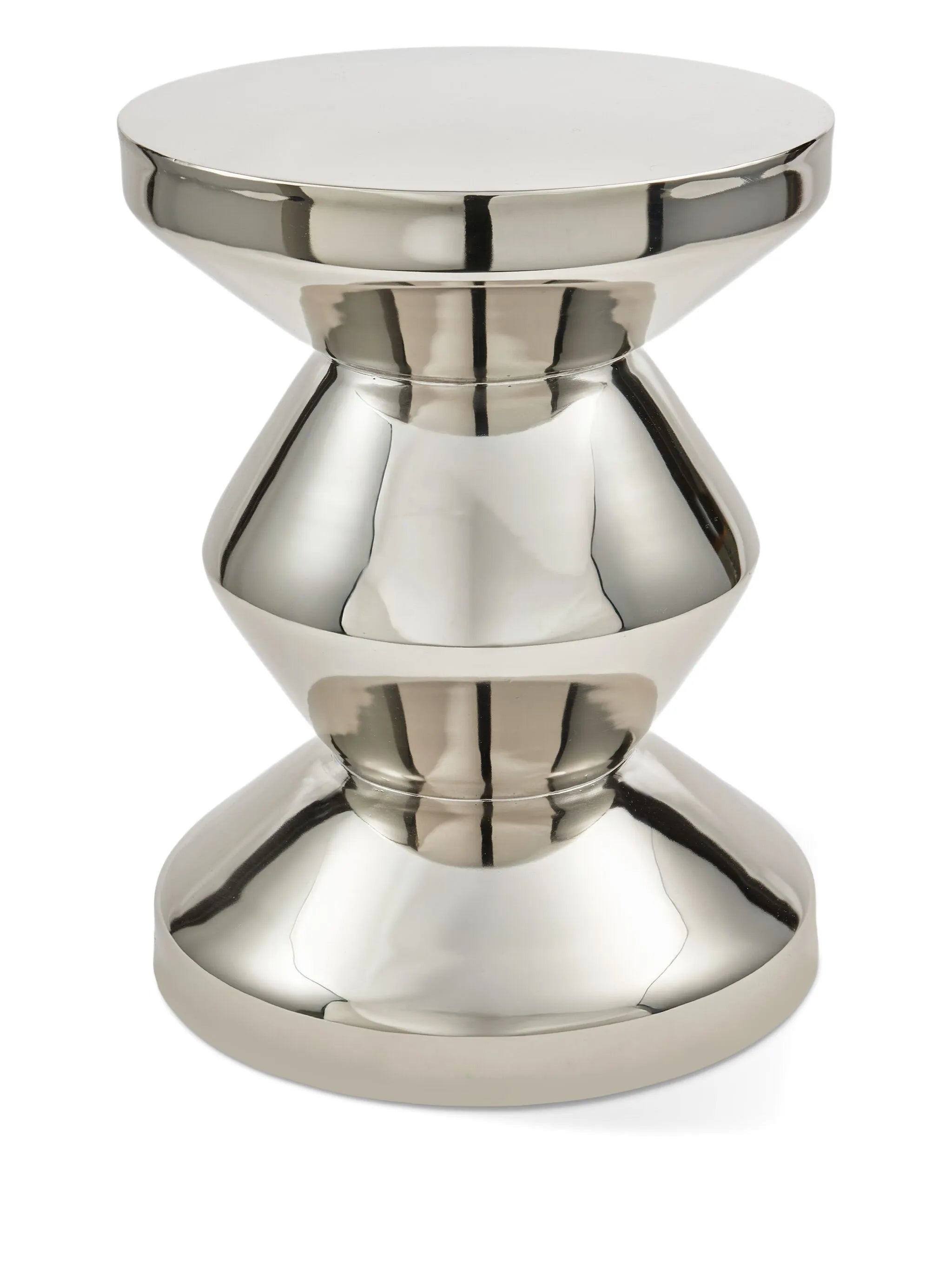 polished metal accent stool