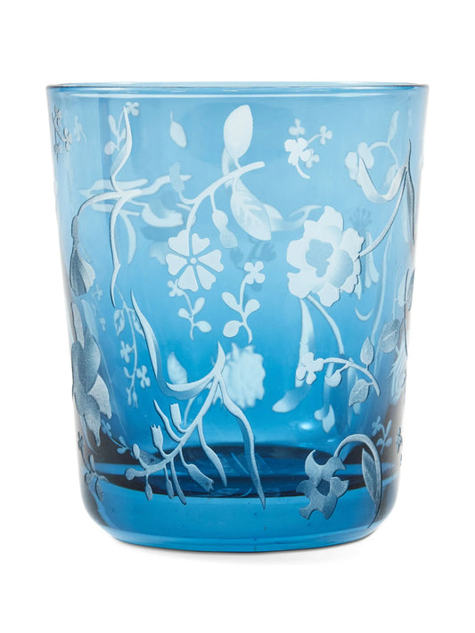 engraved-floral glass tumblers