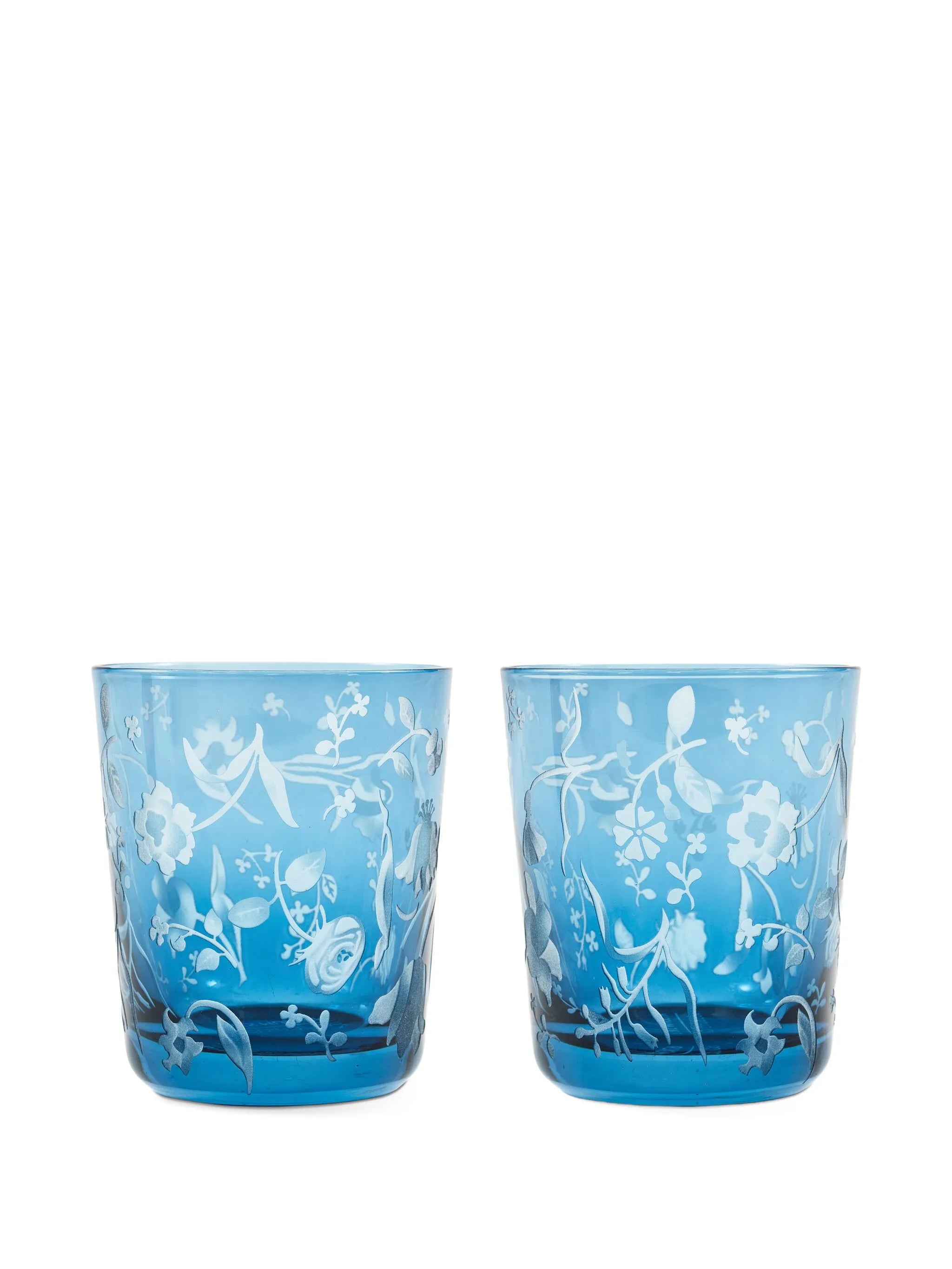 engraved-floral glass tumblers