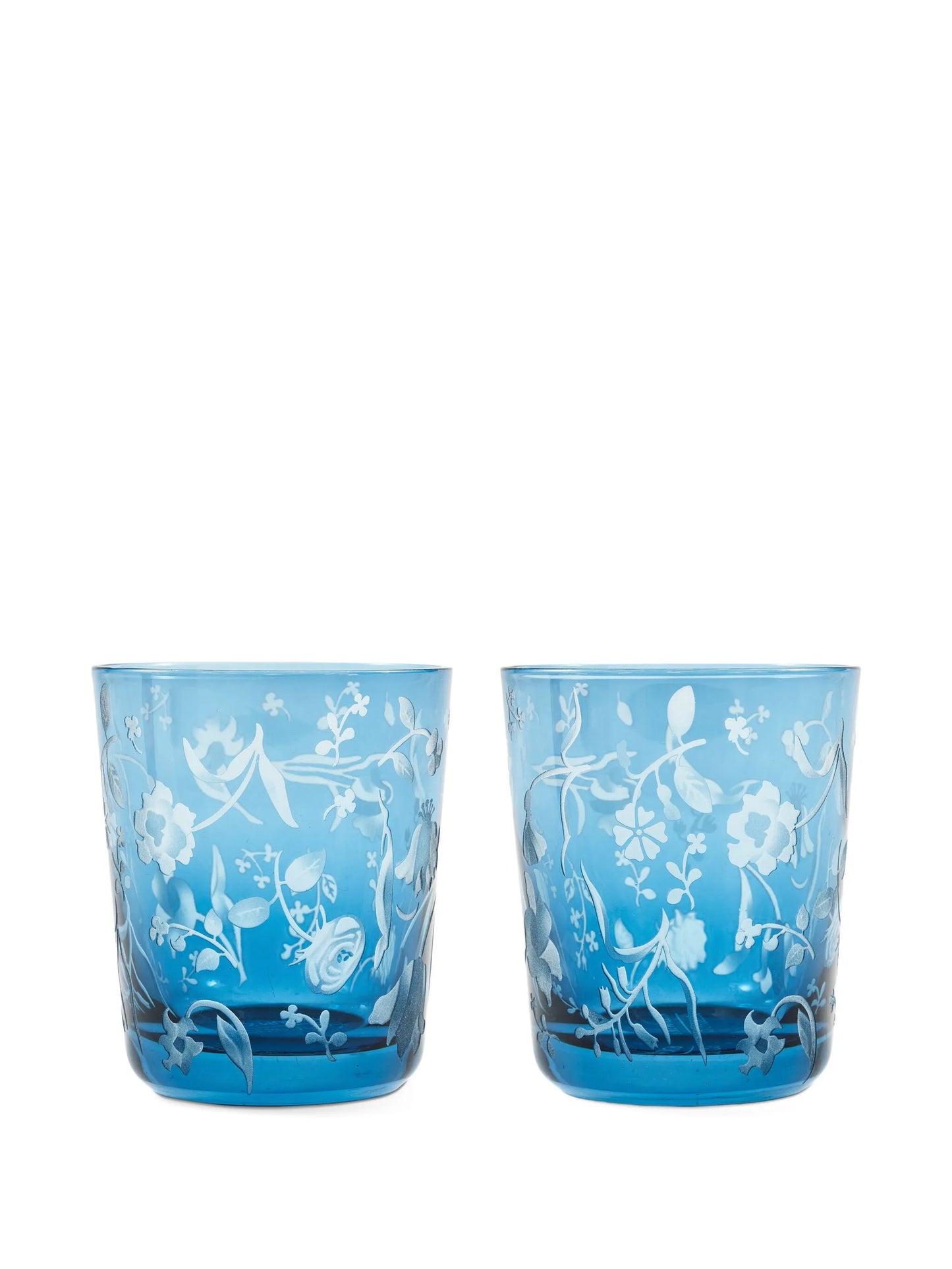 engraved-floral glass tumblers