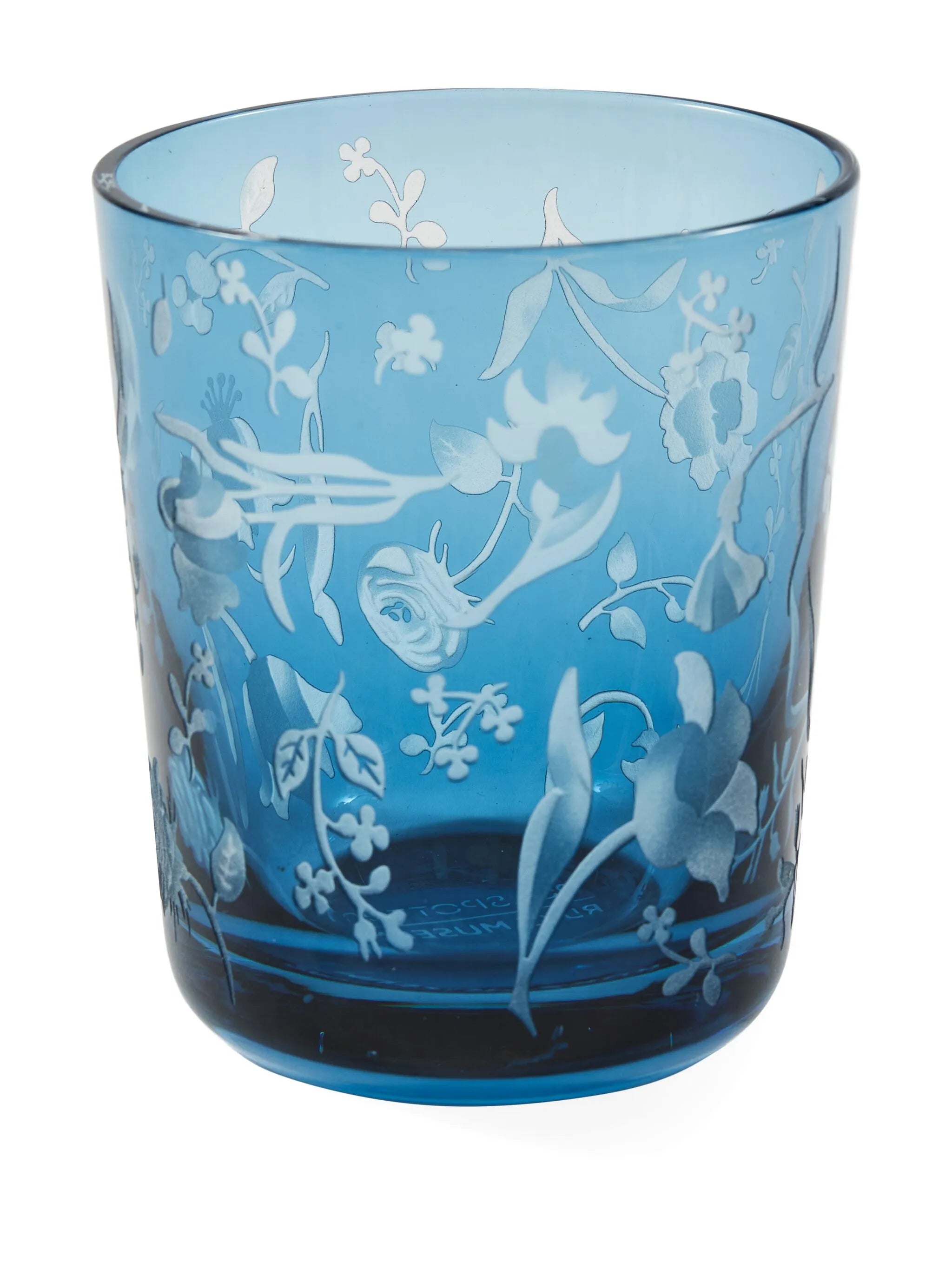 engraved-floral glass tumblers