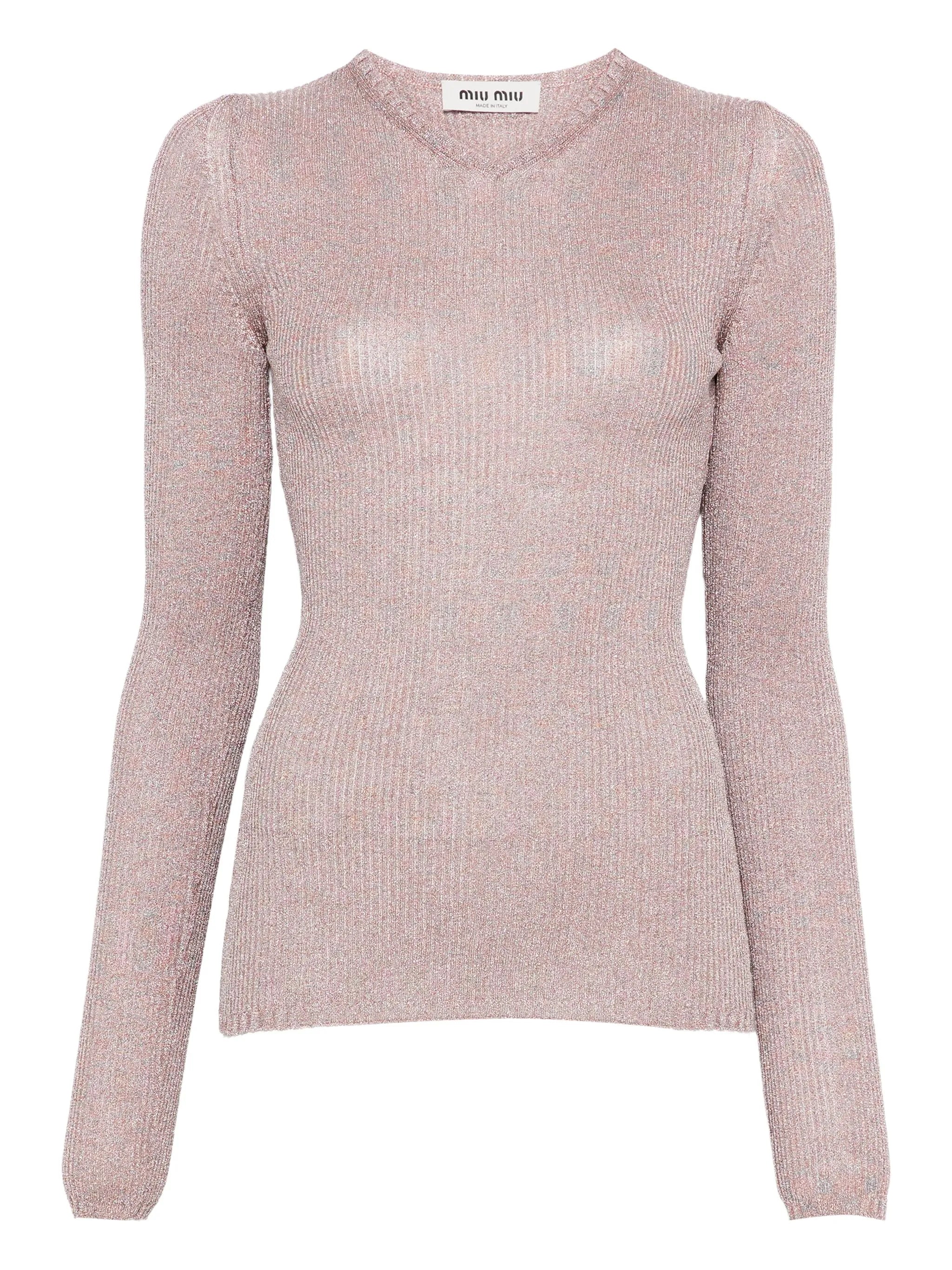 lurex-detail long-sleeve jumper