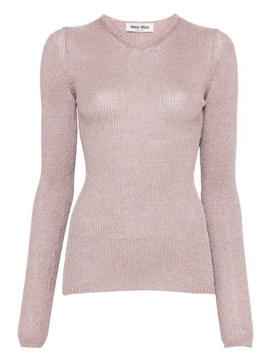 lurex-detail long-sleeve jumper