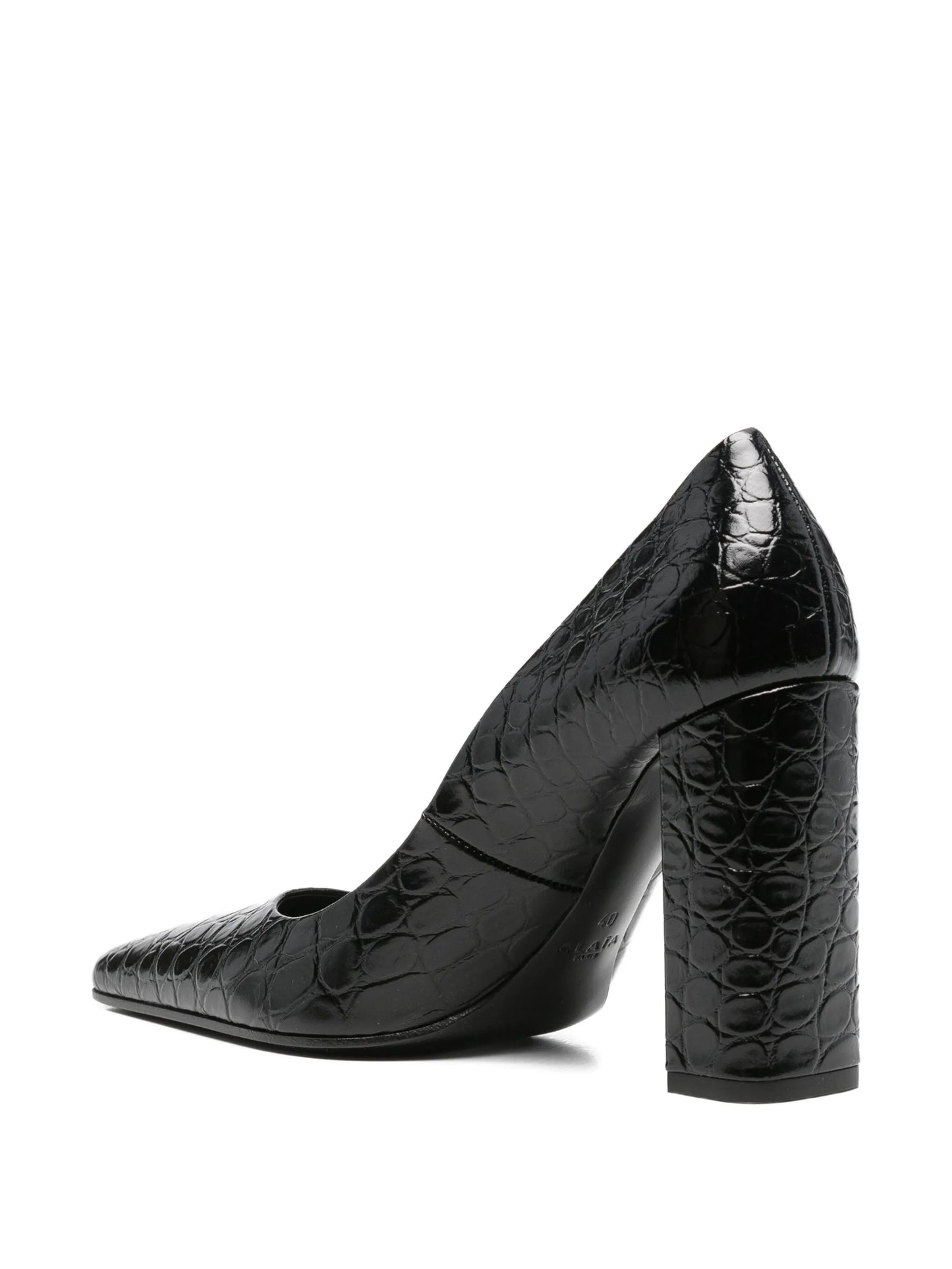 crocodile-embossed point-toe pumps