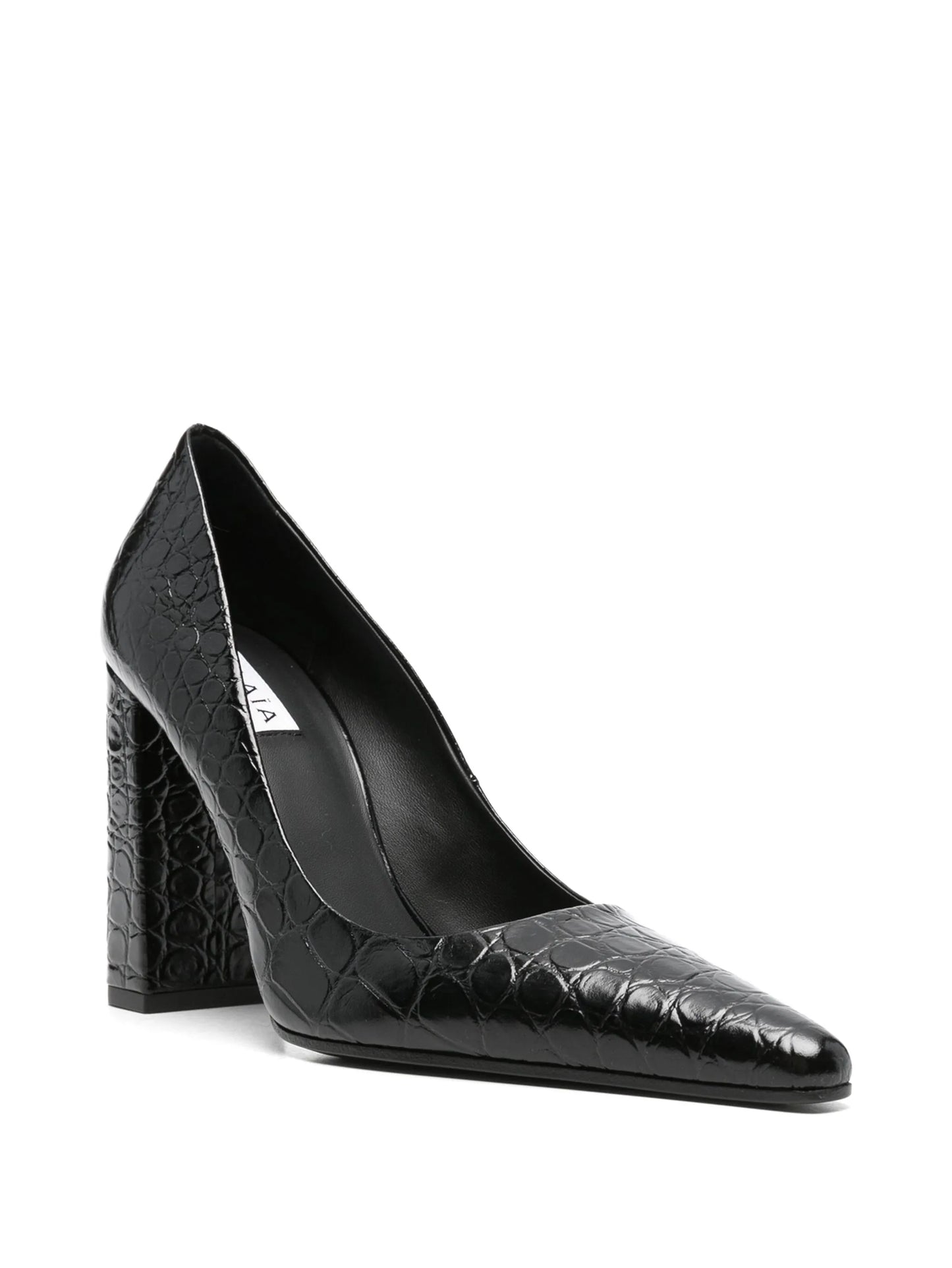 crocodile-embossed point-toe pumps