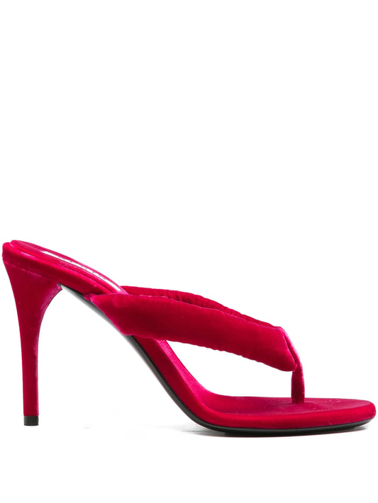 90mm velvet thong mules