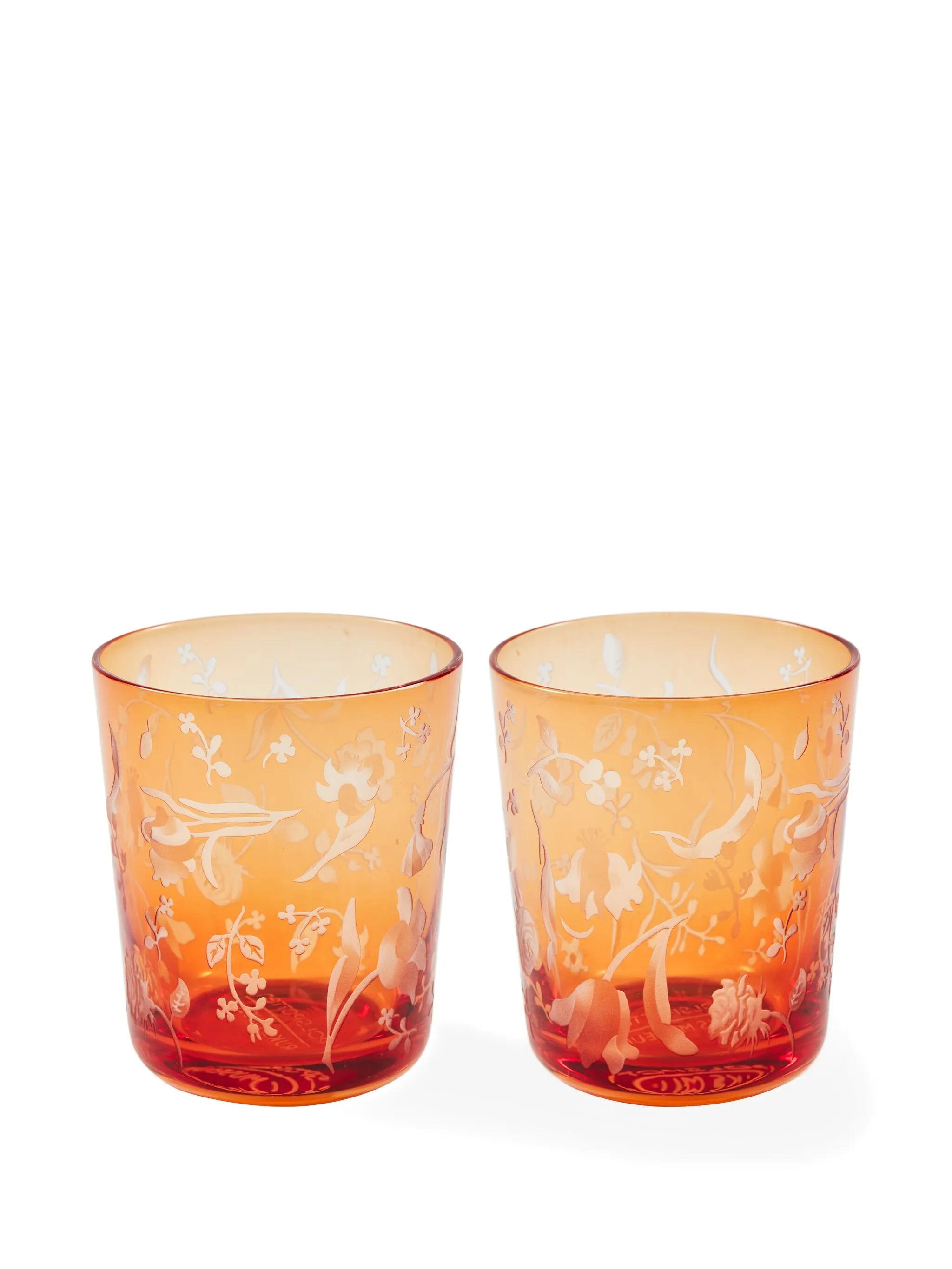 flower-engraved tumblers