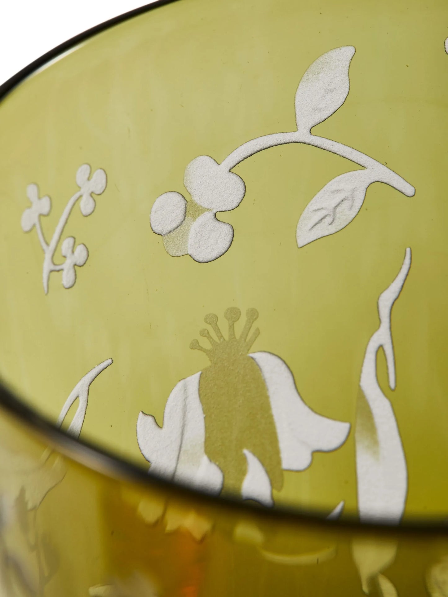 floral-etched glass tumblers