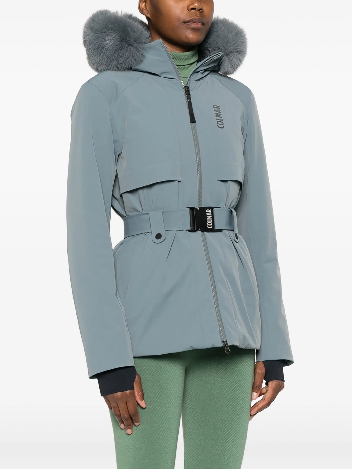 belted ski jacket