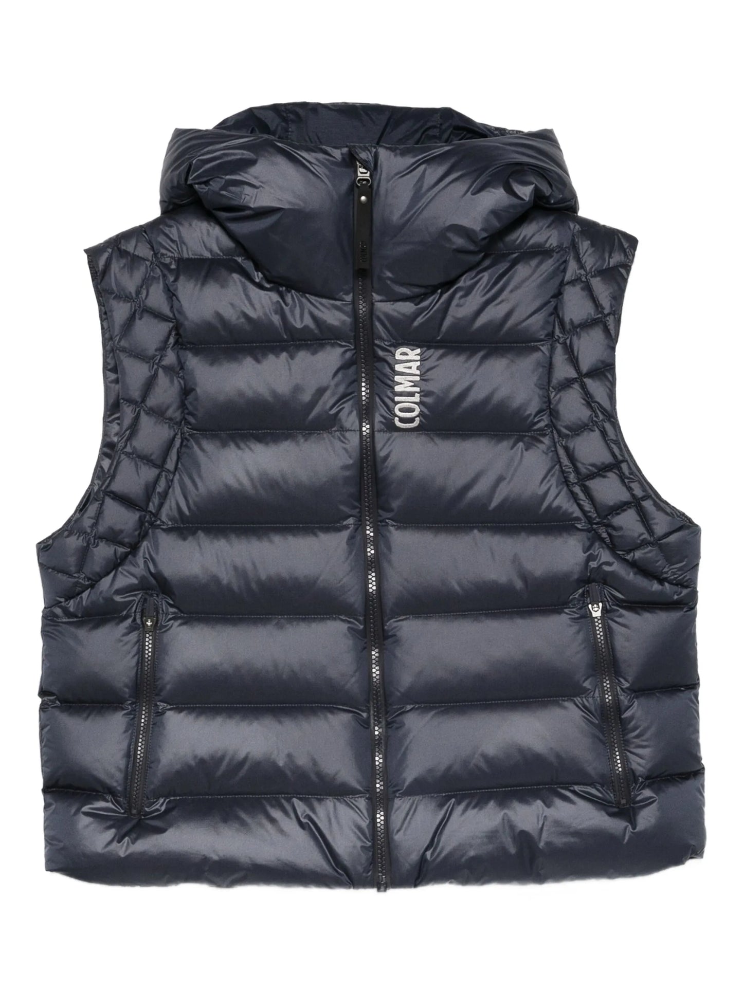 zip-fastening hooded gilet