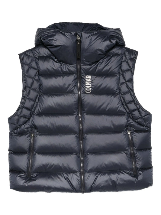 zip-fastening hooded gilet