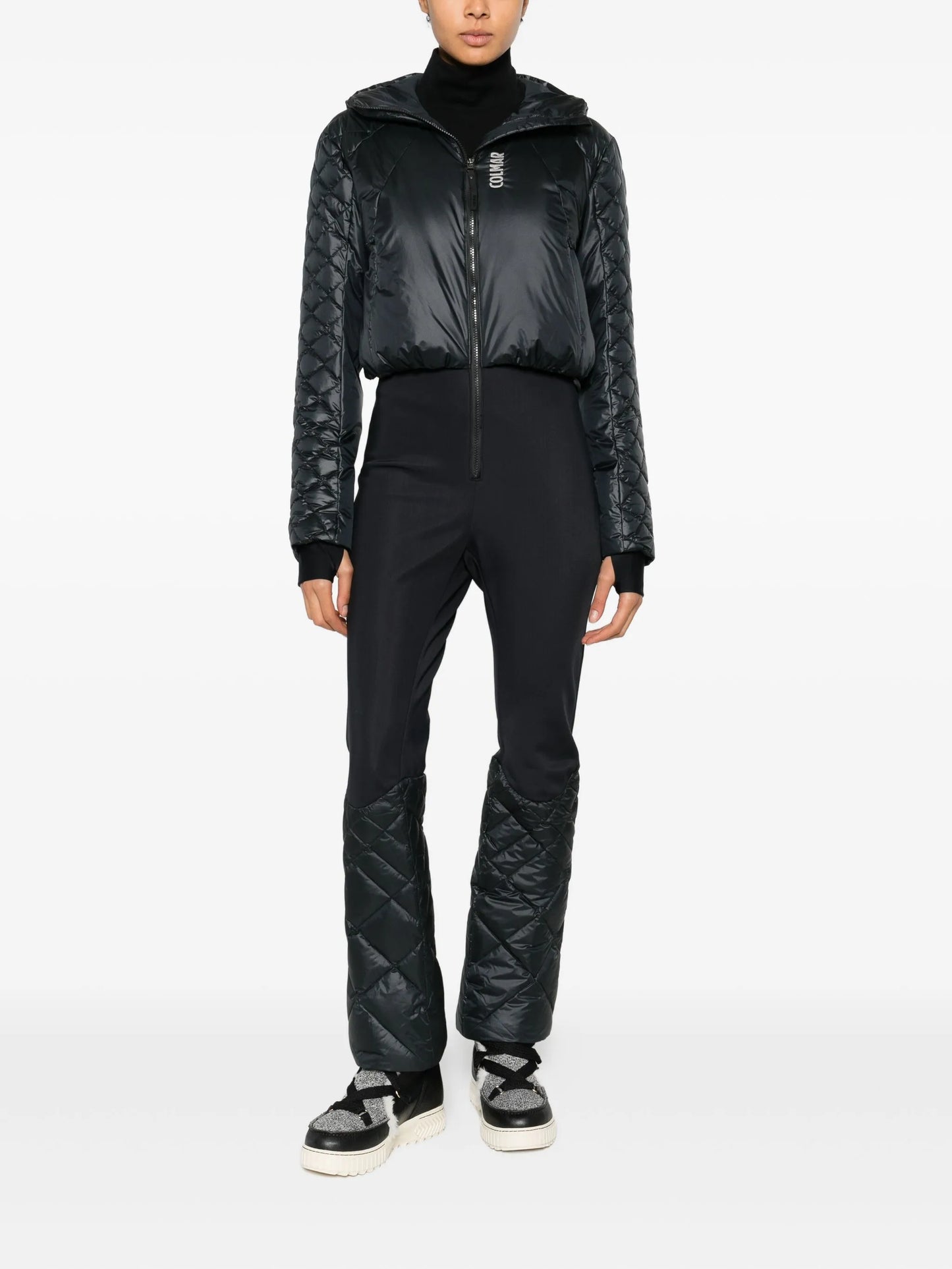 quilted high waist ski suit