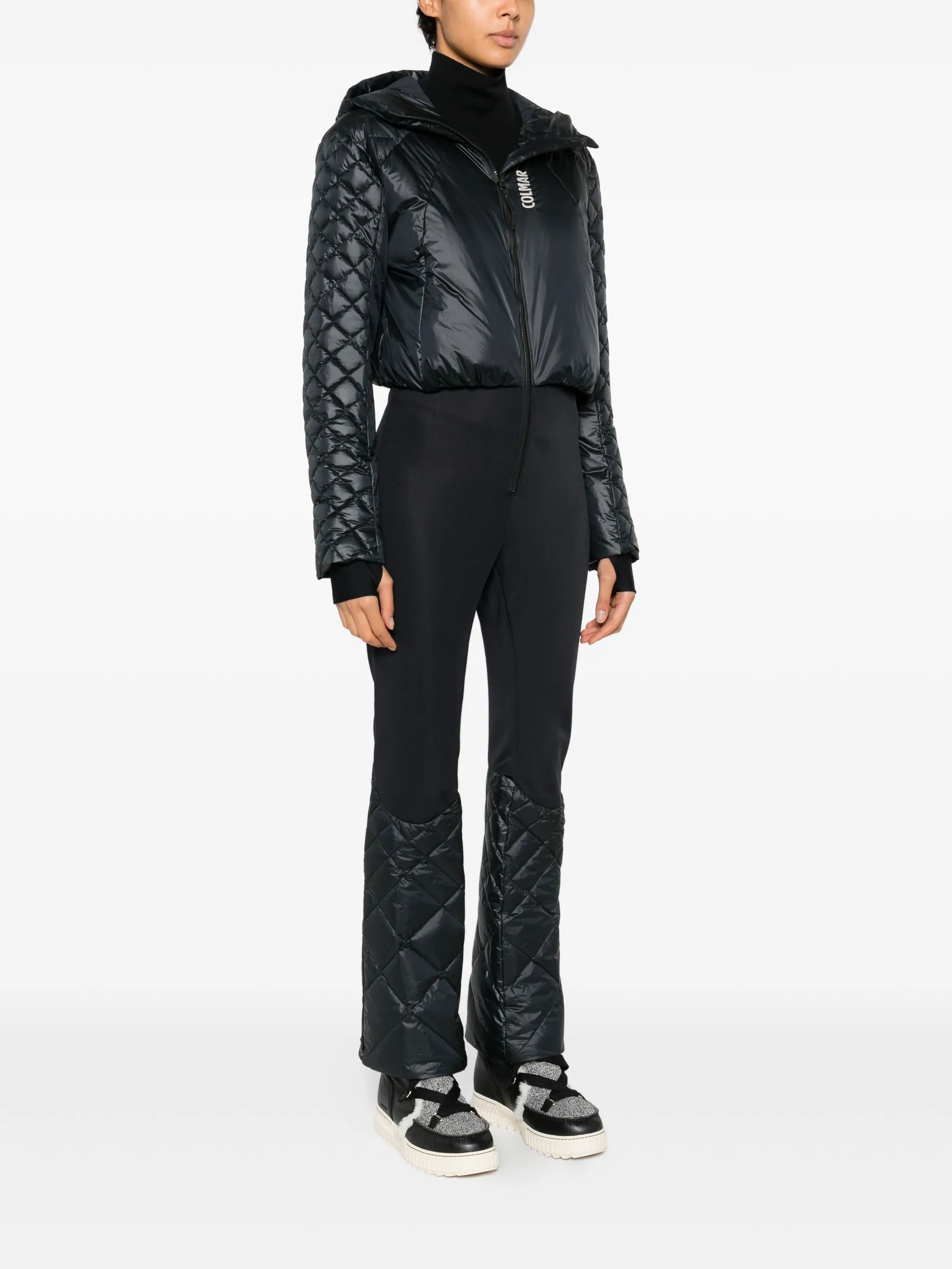 quilted high waist ski suit
